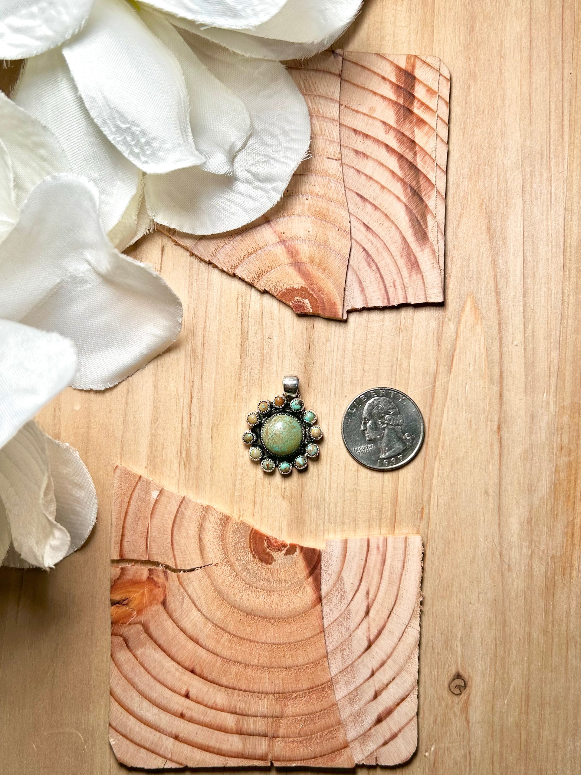 Navajo Made Kingman Turquoise & Sterling Silver Pendant