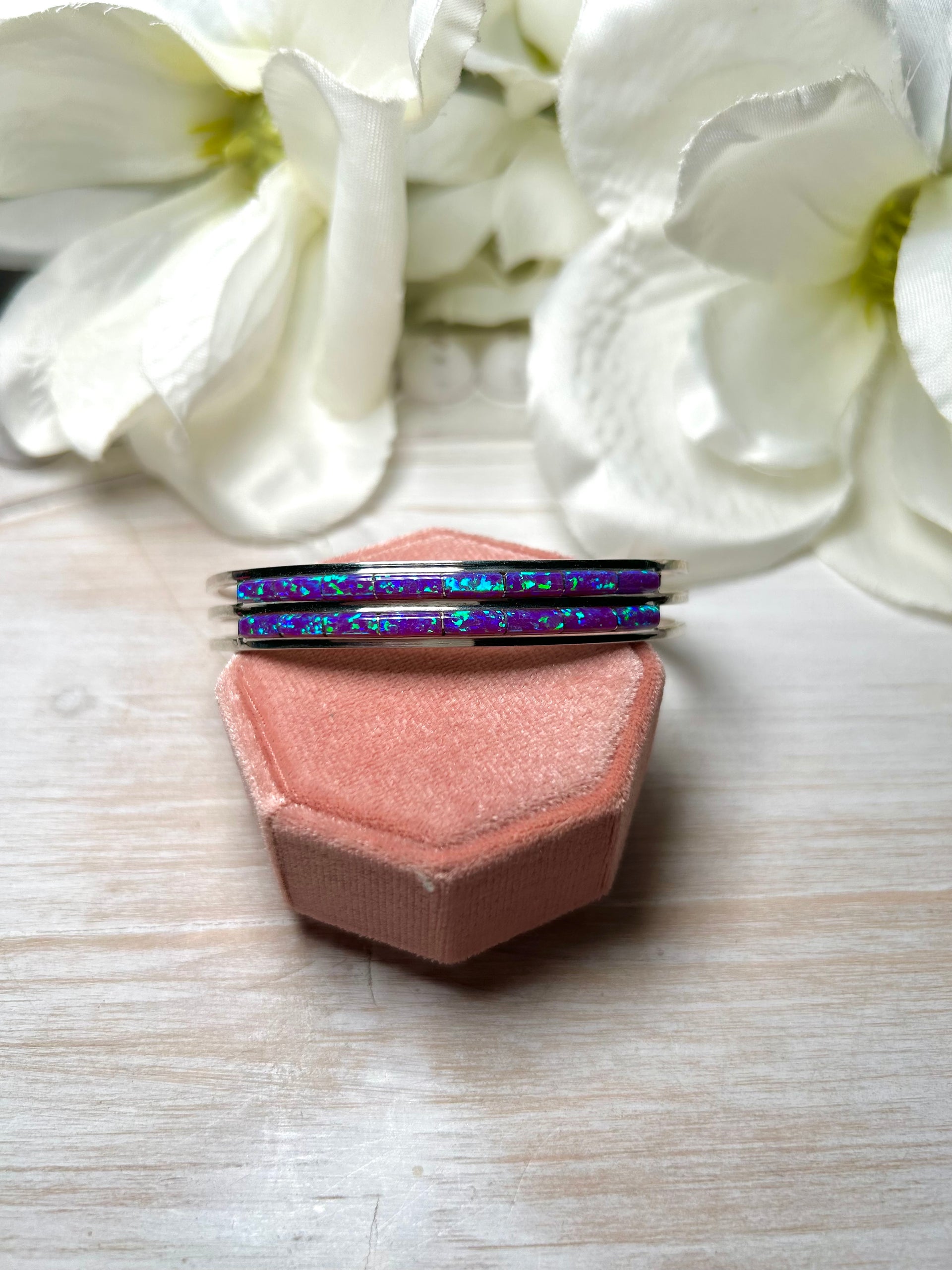 Navajo Made Opal & Sterling Silver Cuff Bracelet