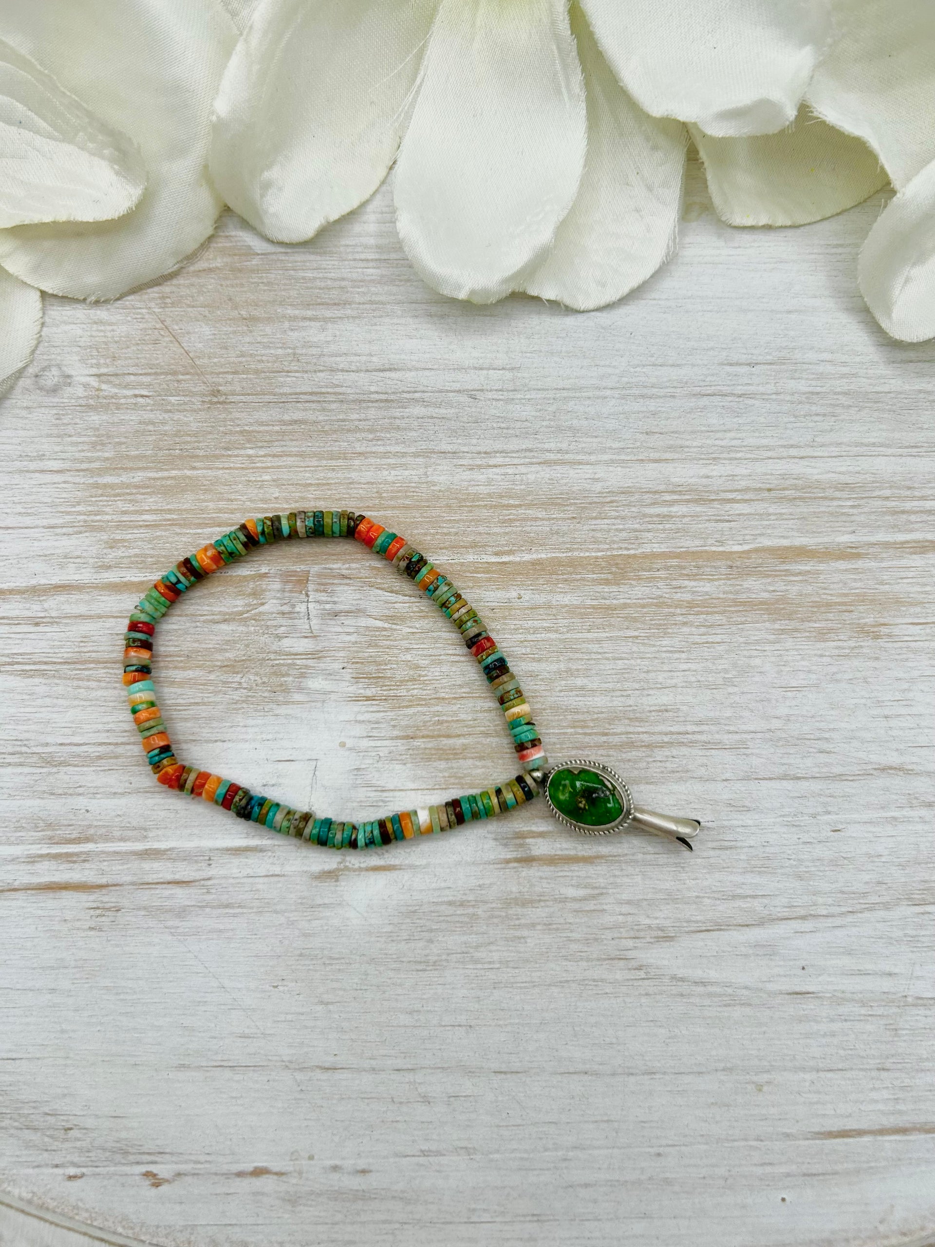 George Rios Multi Stone & Sterling Silver Stretchy Bracelet