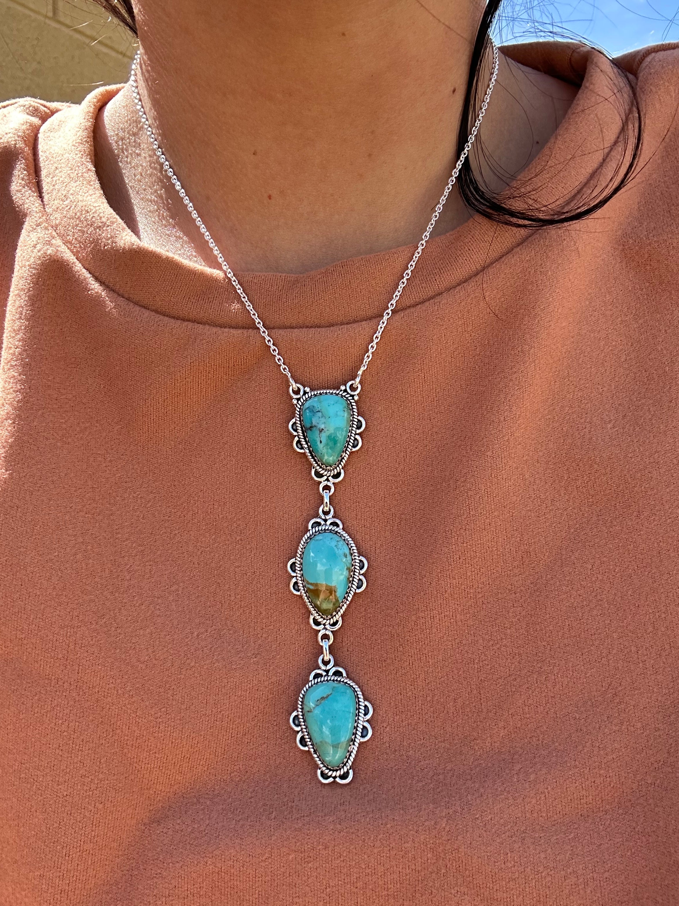 Southwest Handmade Kingman Turquoise & Sterling Silver Necklace