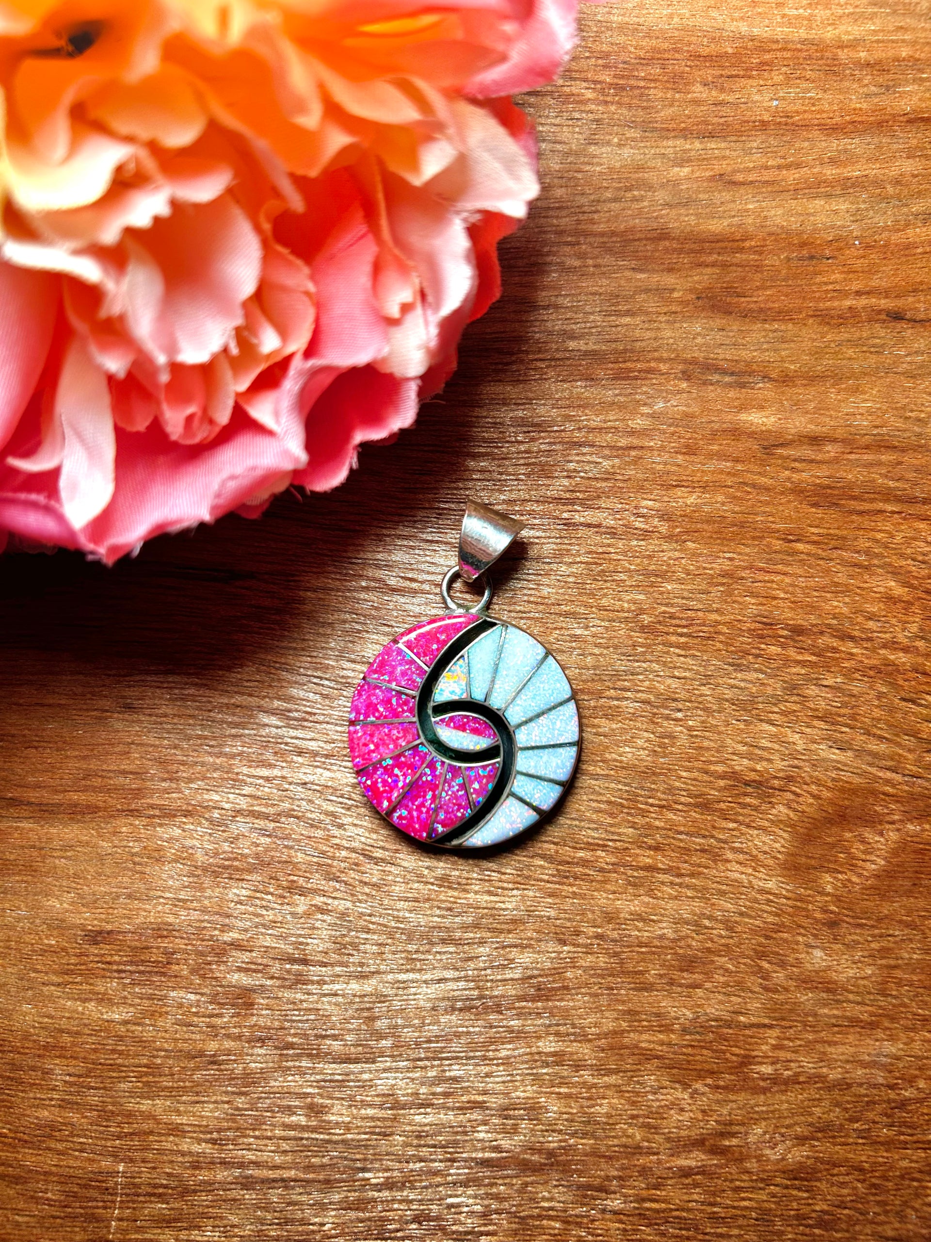 Zuni Made Opal & Sterling Silver Pendant