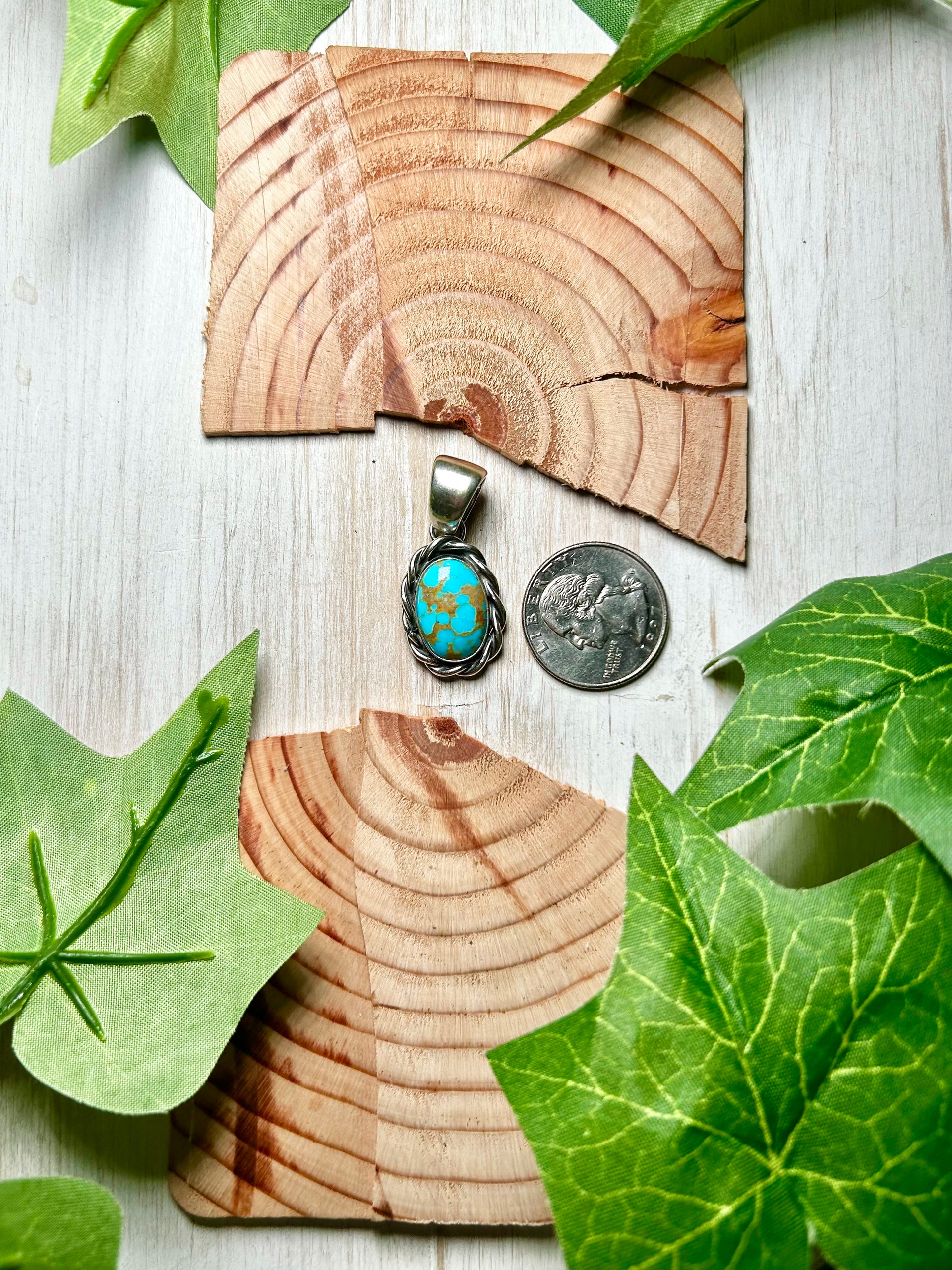 Navajo Made Kingman Turquoise & Sterling Silver Pendant