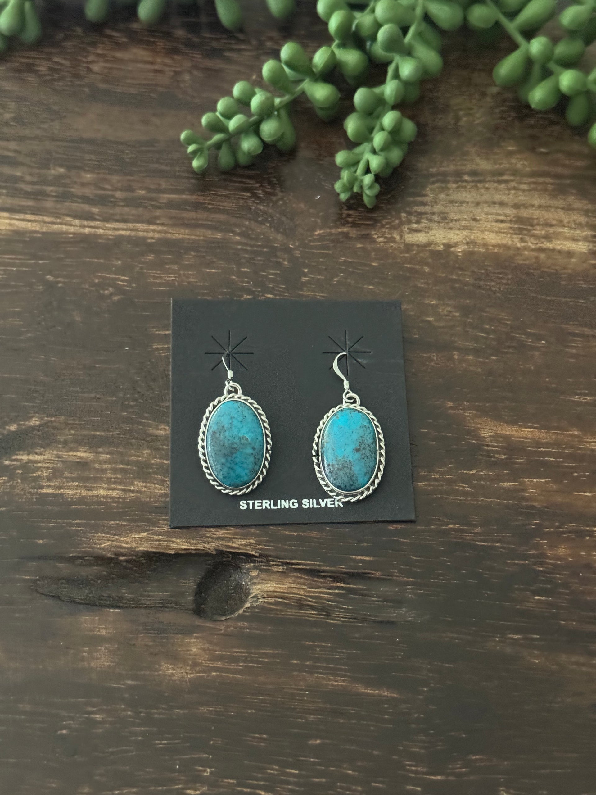 Larry Kaye Kingman Turquoise & Sterling Silver Dangle Earrings