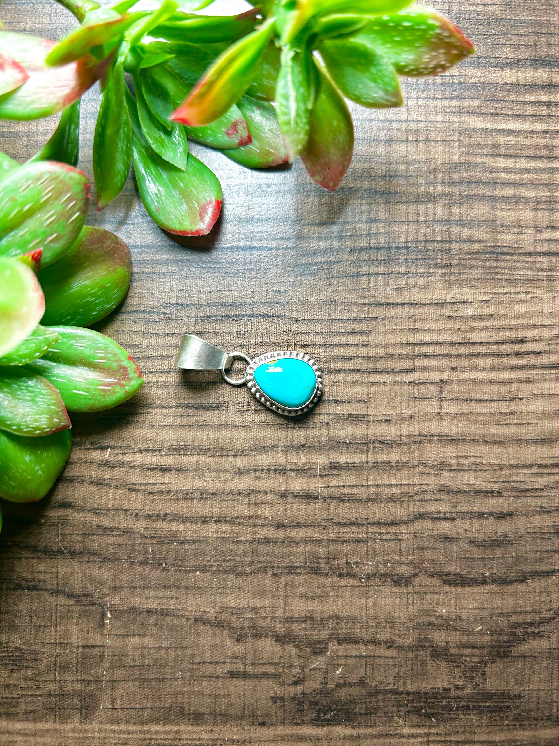 Navajo Made Kingman Turquoise & Sterling Silver Pendant