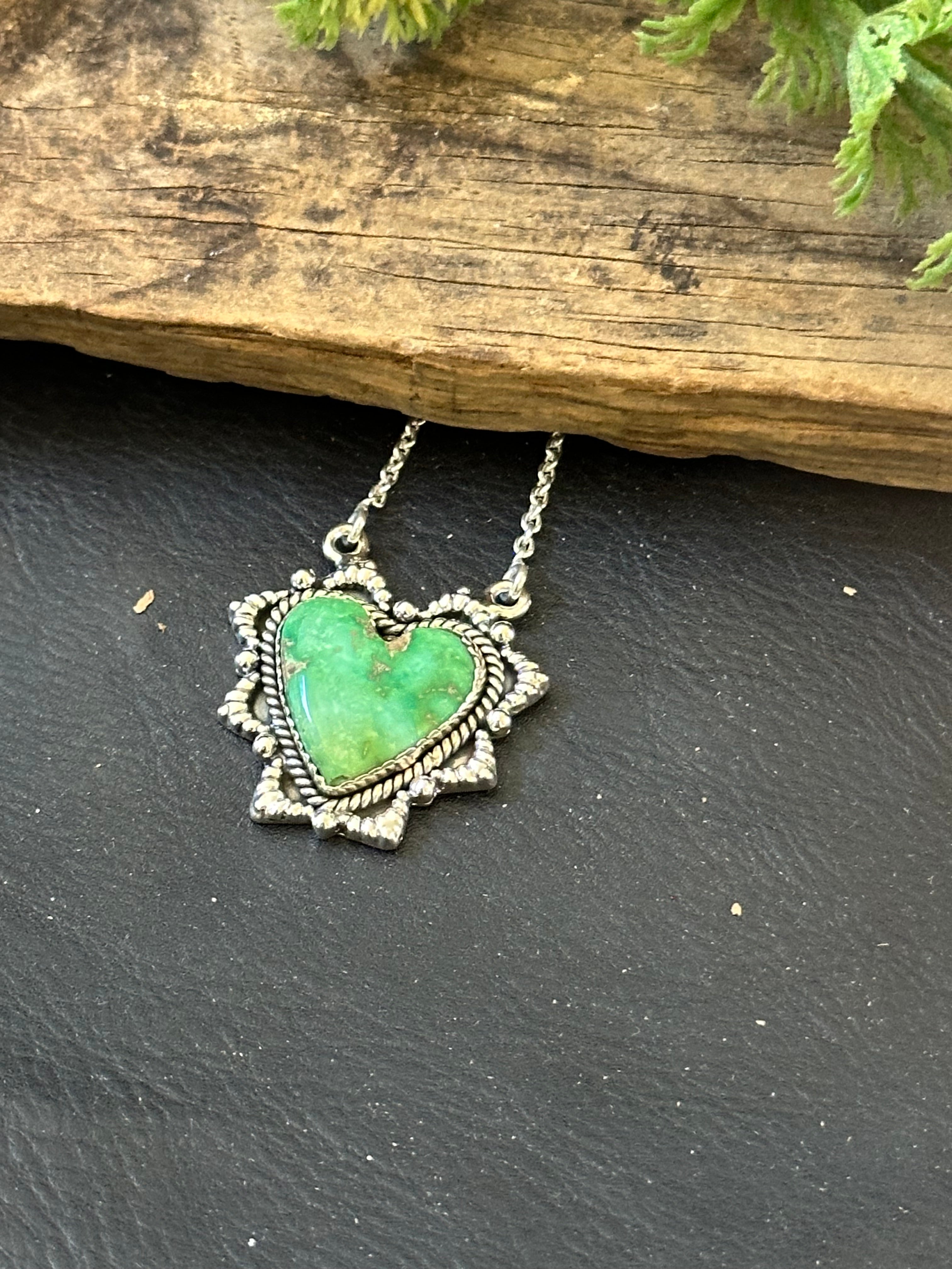 Southwest Handmade Emerald Valley Turquoise & Sterling Silver Necklace