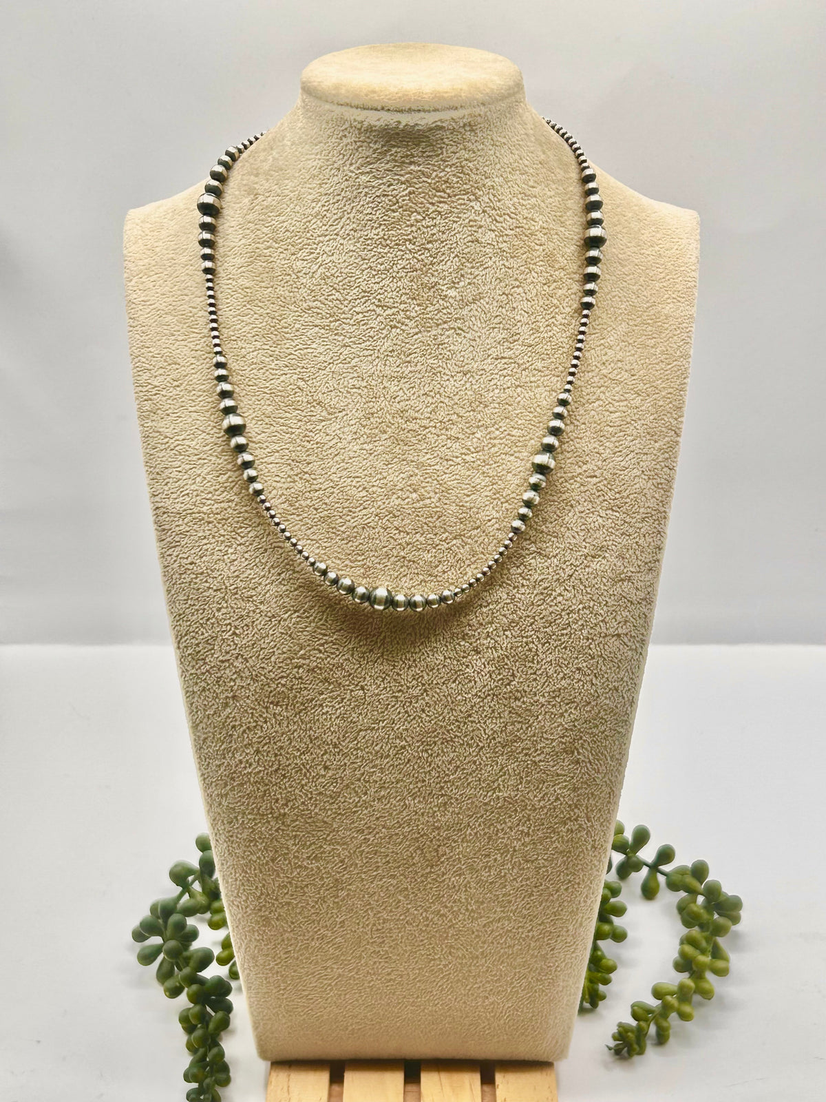 Navajo Made Strung Sterling Silver Necklace
