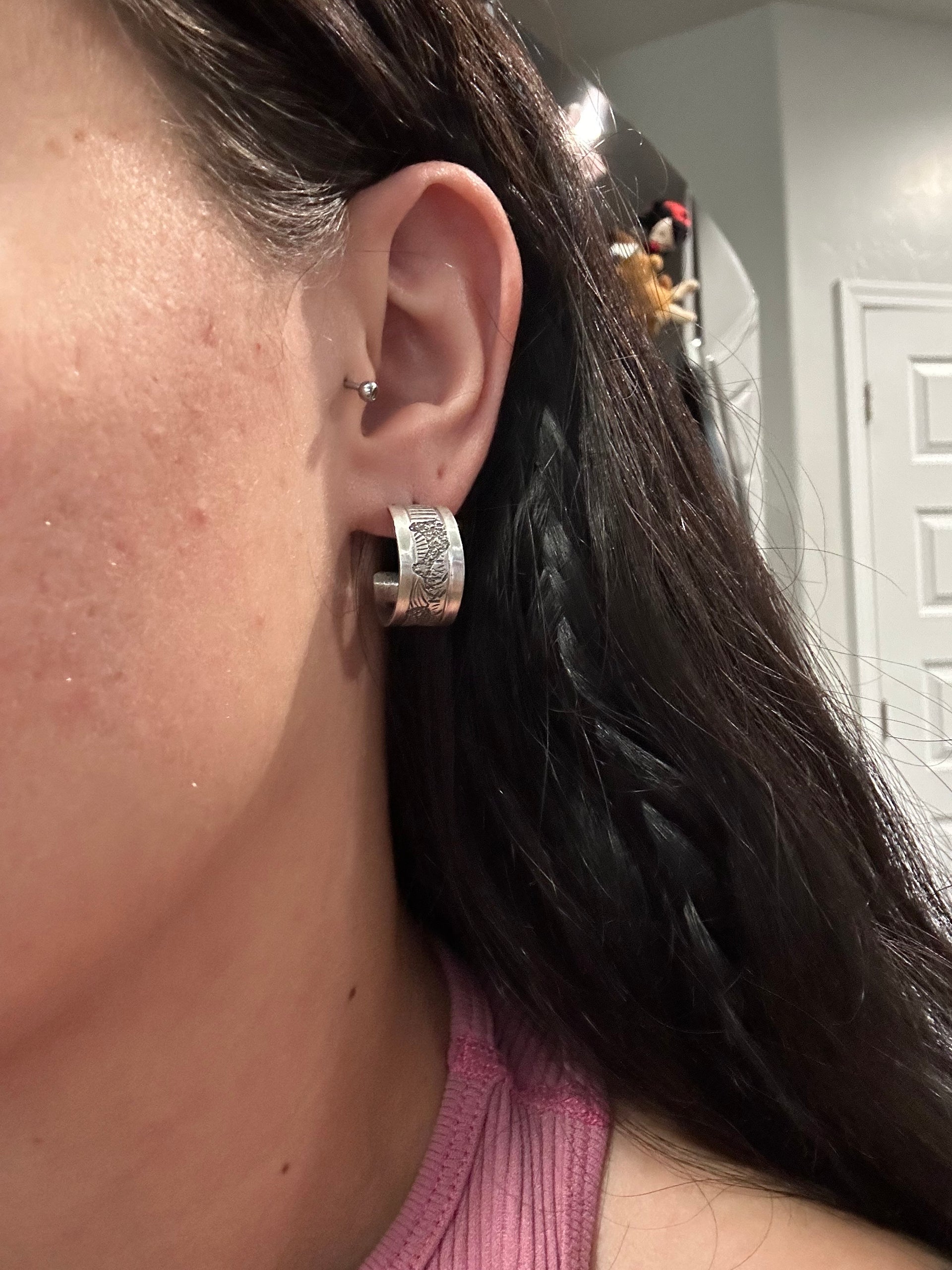 Elaine Becenti & Sterling Silver Post Hoop Earrings