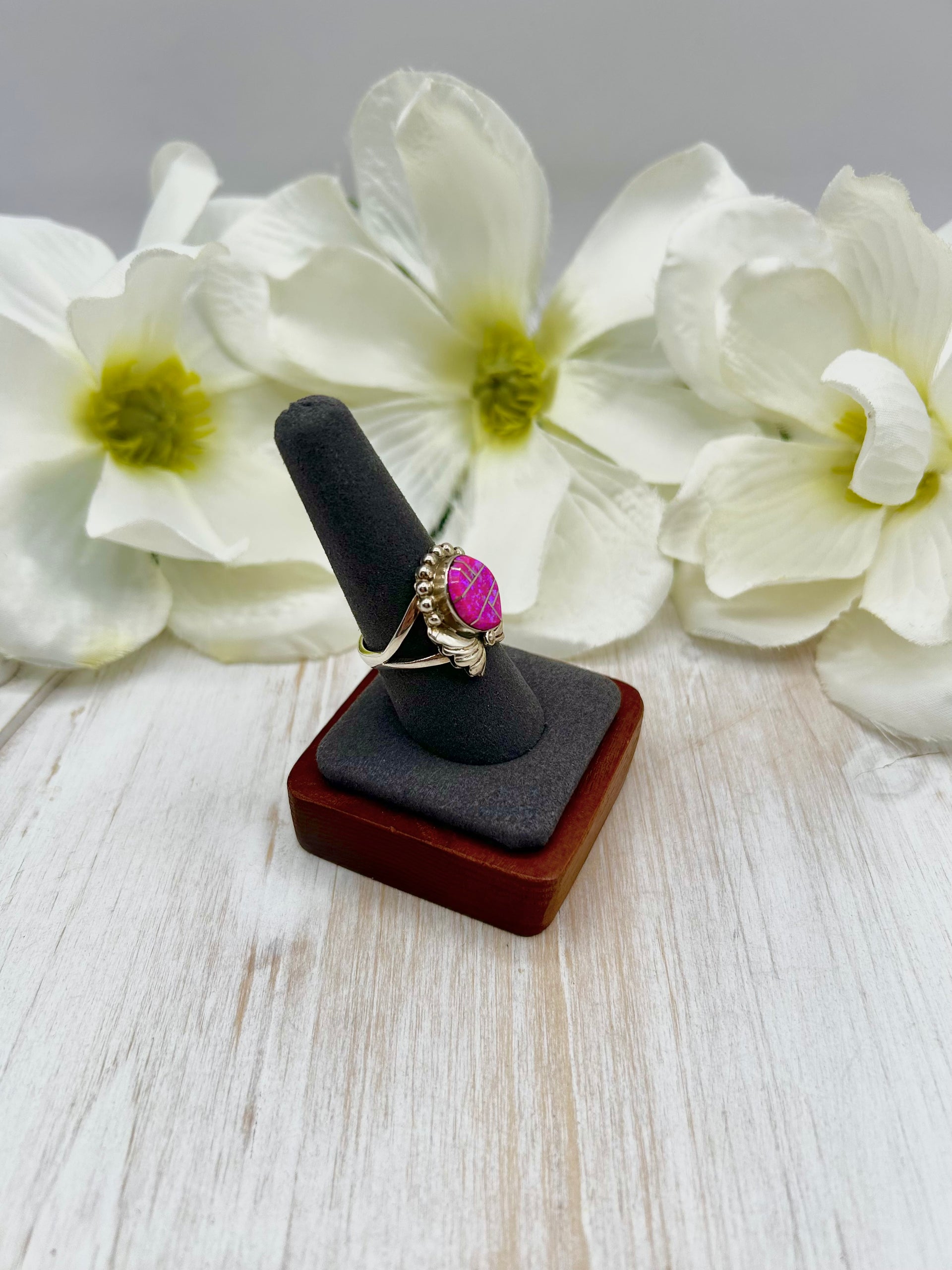 Navajo Made Opal & Sterling Silver Ring Size 8.75