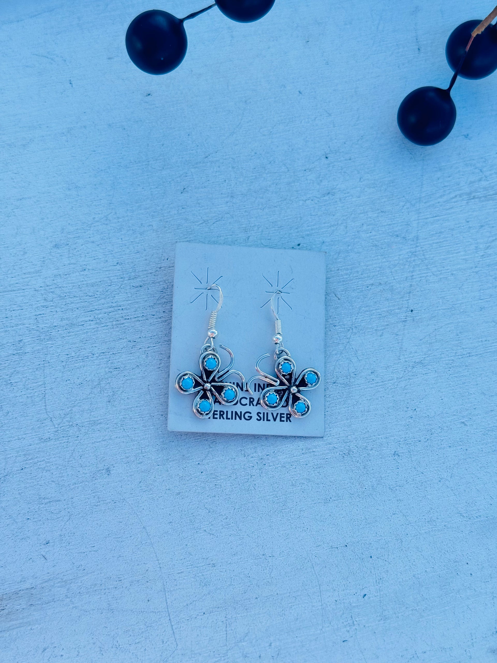 Felicia Charley Kingman Turquoise & Sterling Silver Dangle Butterfly Earrings
