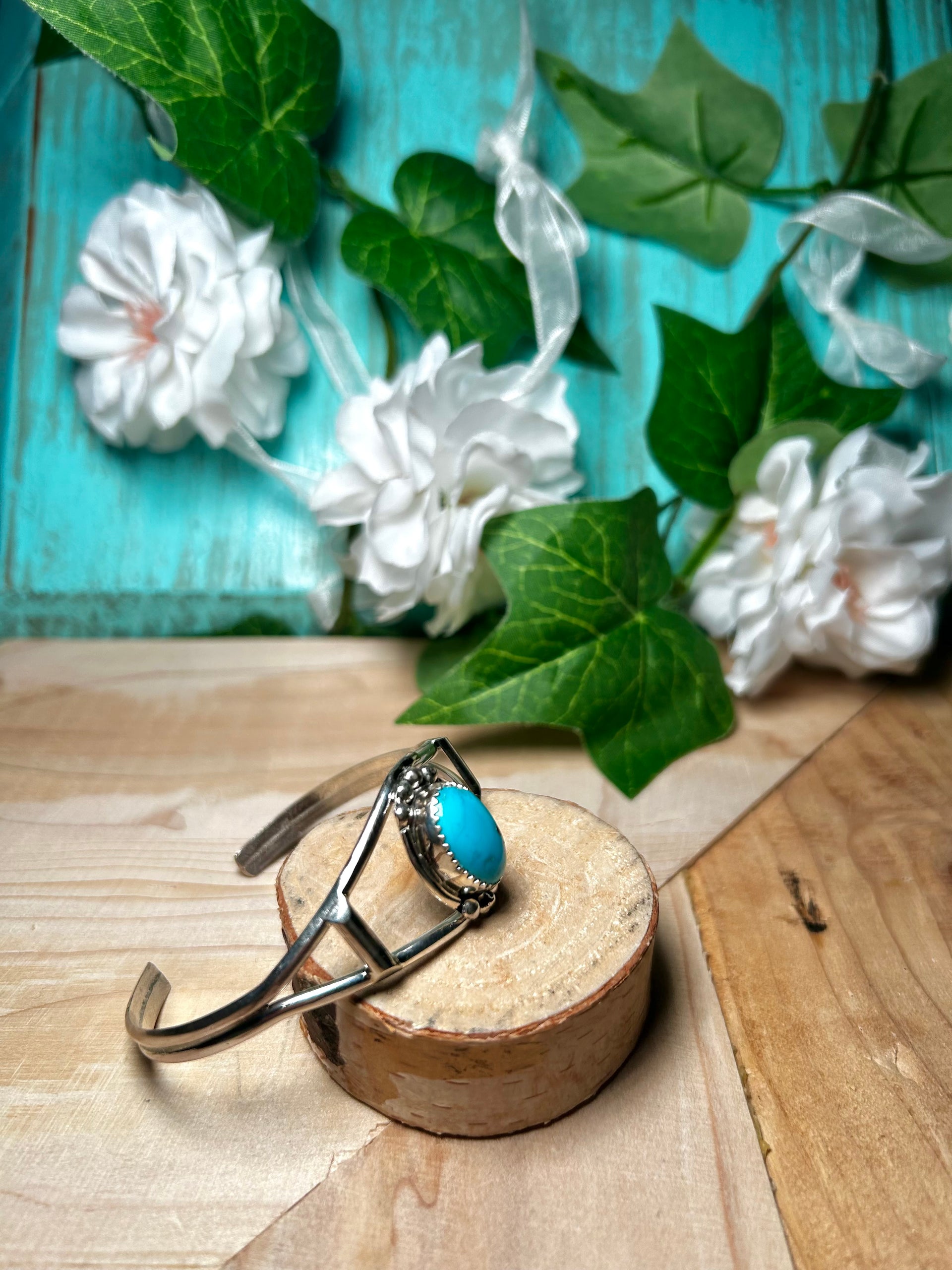 Navajo Kingman Turquoise & Sterling Silver Cuff Bracelet