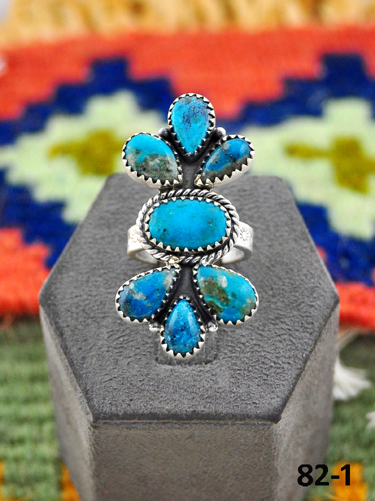Southwest Handmade Ithaca Peak Turquoise & Sterling Silver Adjustable Ring
