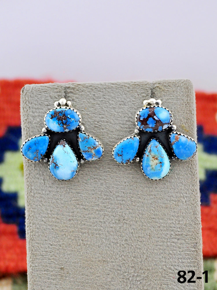 Southwest Made Golden Hill’s Turquoise & Sterling Silver Post Stud Earrings