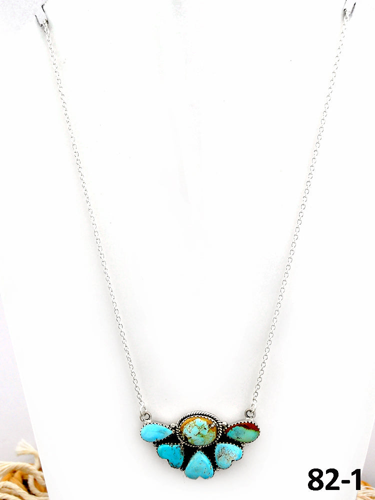 Southwest Made Ribbon Royston Turquoise & Sterling Silver Necklace