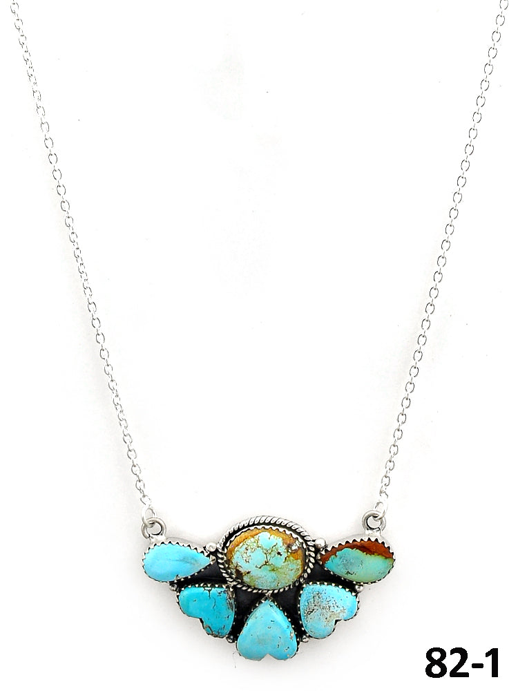 Southwest Made Ribbon Royston Turquoise & Sterling Silver Necklace