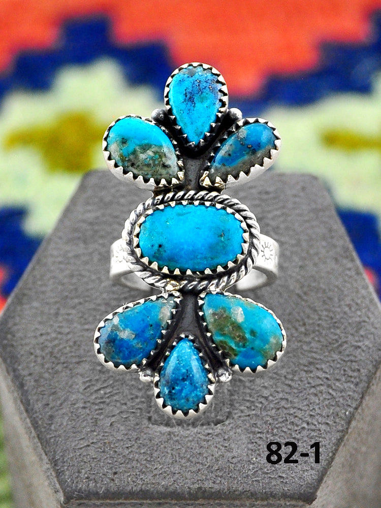 Southwest Handmade Ithaca Peak Turquoise & Sterling Silver Adjustable Ring