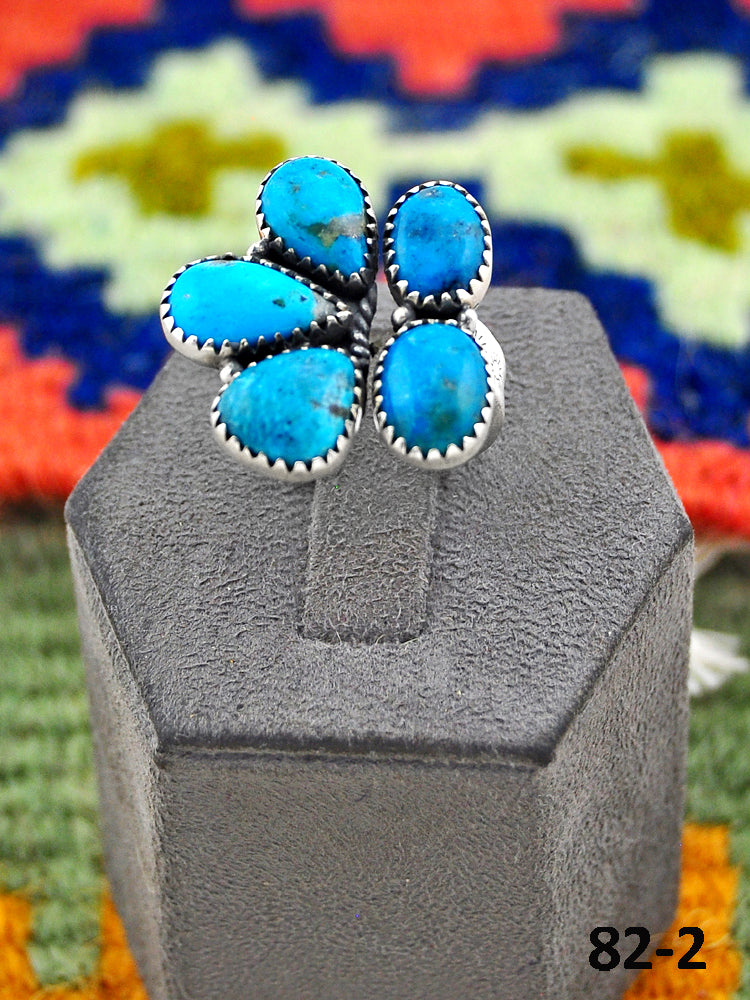 Southwest Handmade Ithaca Peak Turquoise & Sterling Silver Adjustable Ring