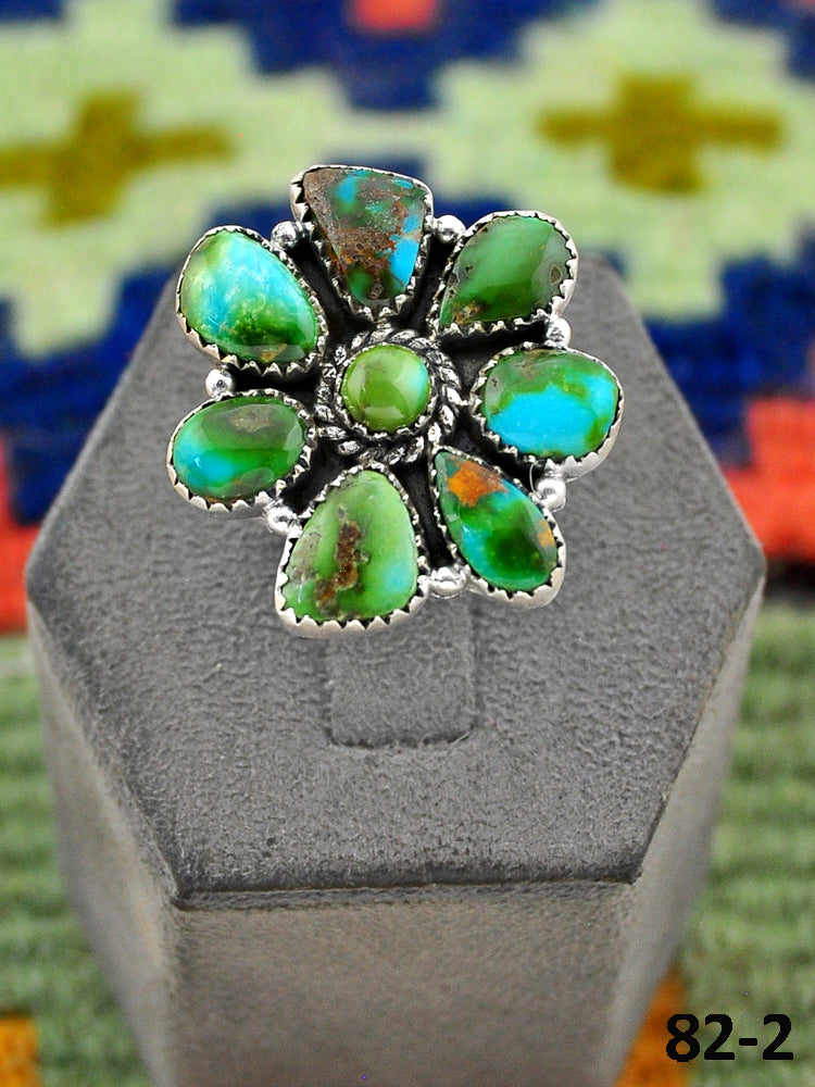 Southwest Handmade Sonoran Mountain Turquoise & Sterling Silver Adjustable Ring