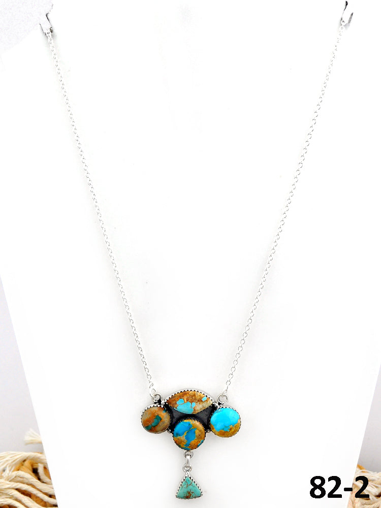 Southwest Made Ribbon Royston Turquoise & Sterling Silver Necklace