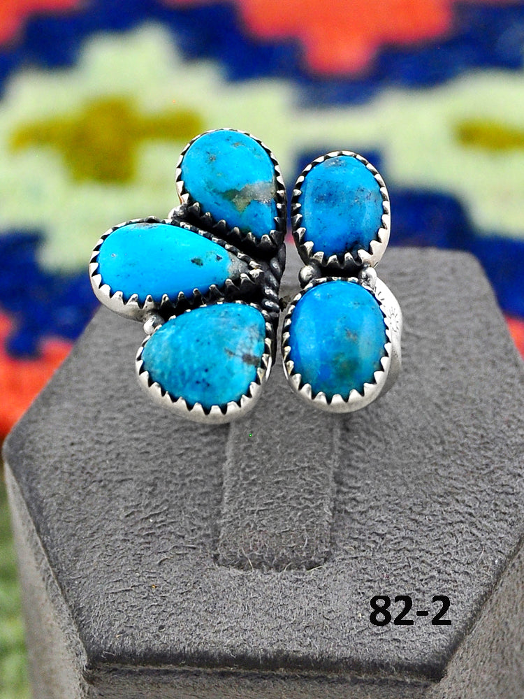 Southwest Handmade Ithaca Peak Turquoise & Sterling Silver Adjustable Ring
