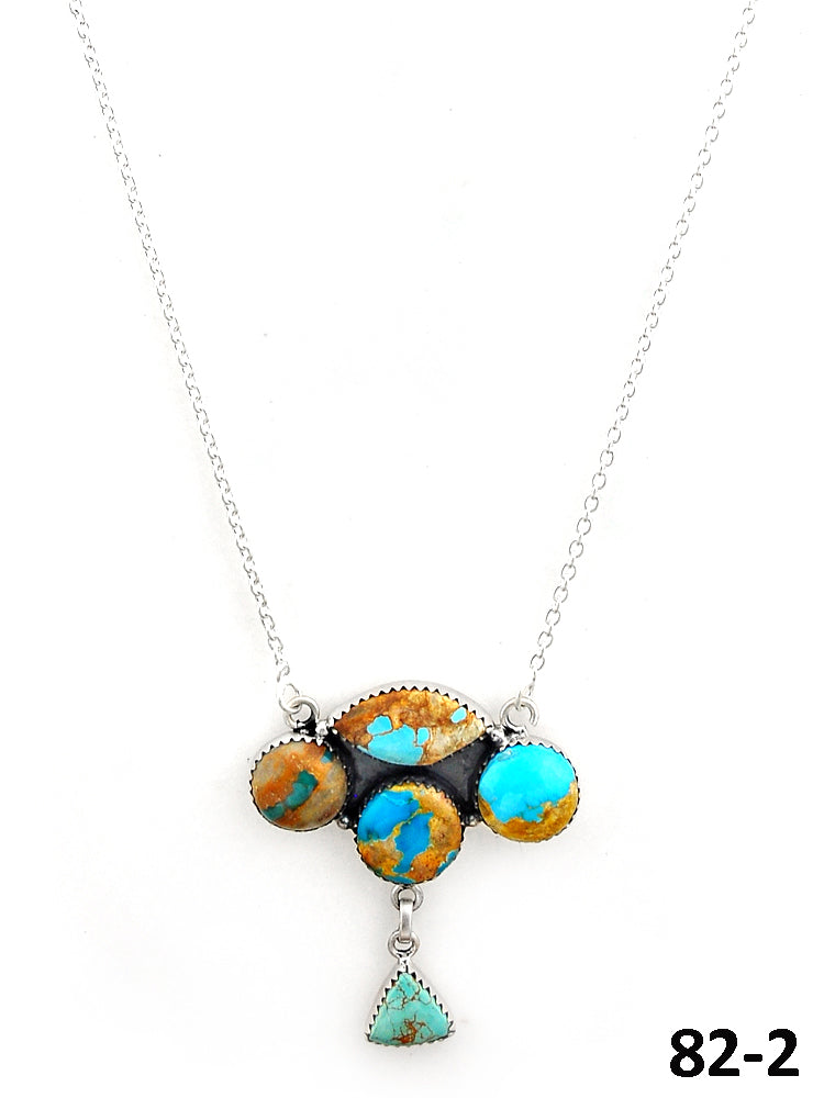 Southwest Made Ribbon Royston Turquoise & Sterling Silver Necklace