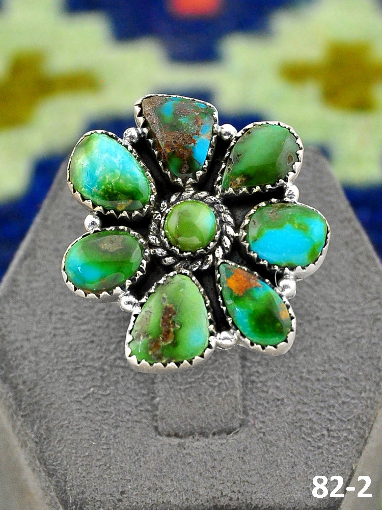 Southwest Handmade Sonoran Mountain Turquoise & Sterling Silver Adjustable Ring