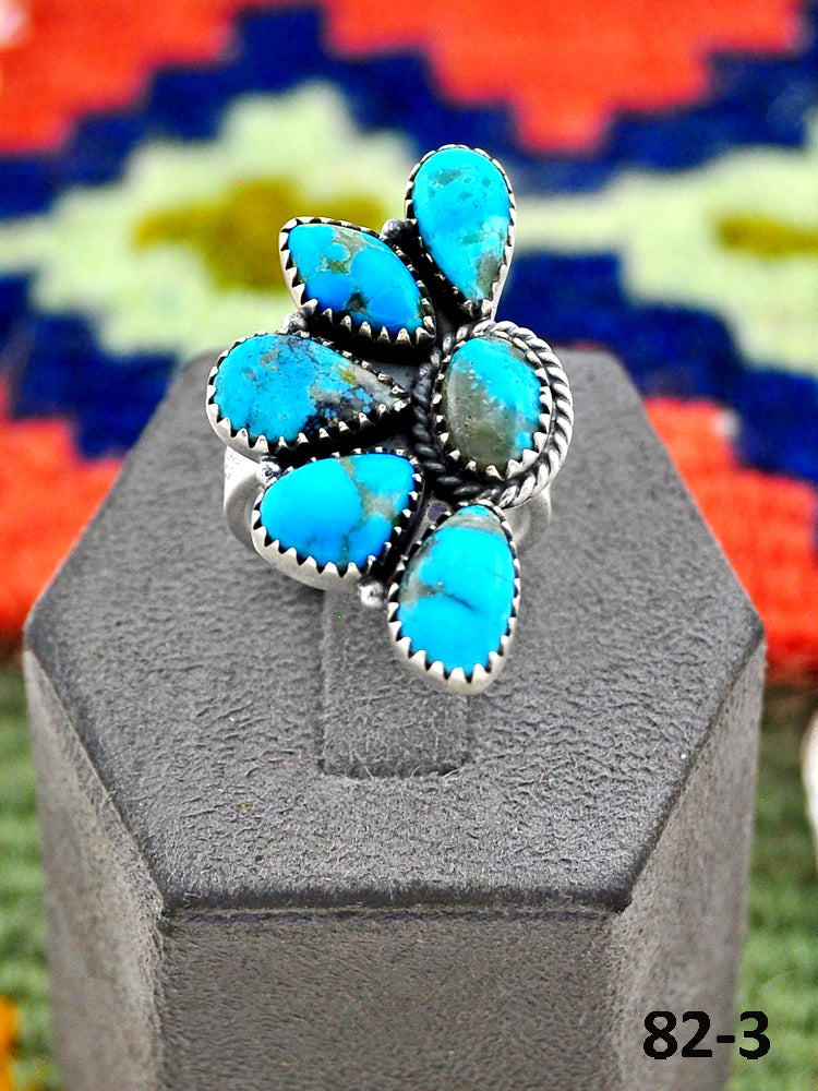 Southwest Handmade Ithaca Peak Turquoise & Sterling Silver Adjustable Ring