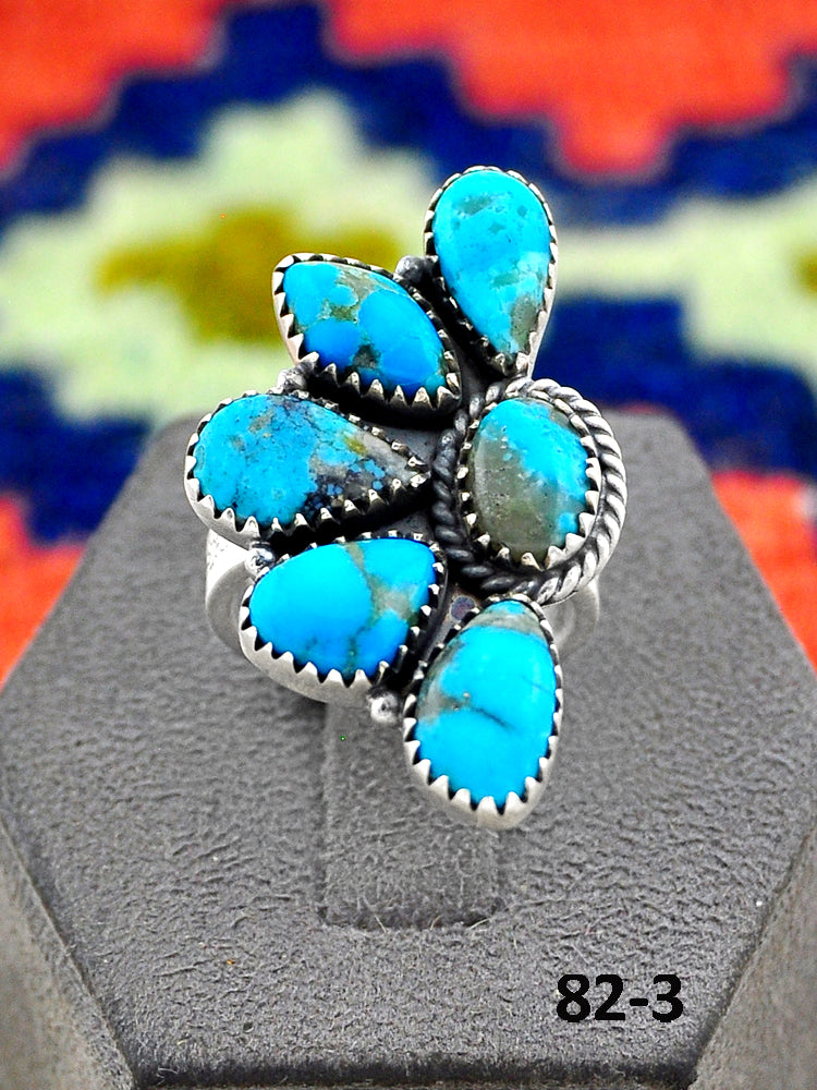 Southwest Handmade Ithaca Peak Turquoise & Sterling Silver Adjustable Ring