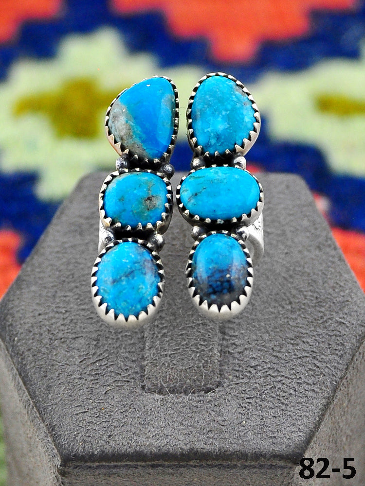 Southwest Handmade Ithaca Peak Turquoise & Sterling Silver Adjustable Ring