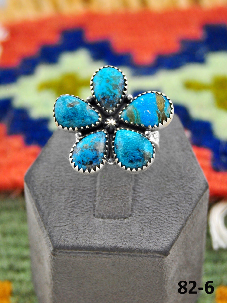 Southwest Handmade Ithaca Peak Turquoise & Sterling Silver Adjustable Ring