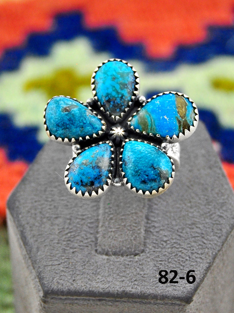 Southwest Handmade Ithaca Peak Turquoise & Sterling Silver Adjustable Ring