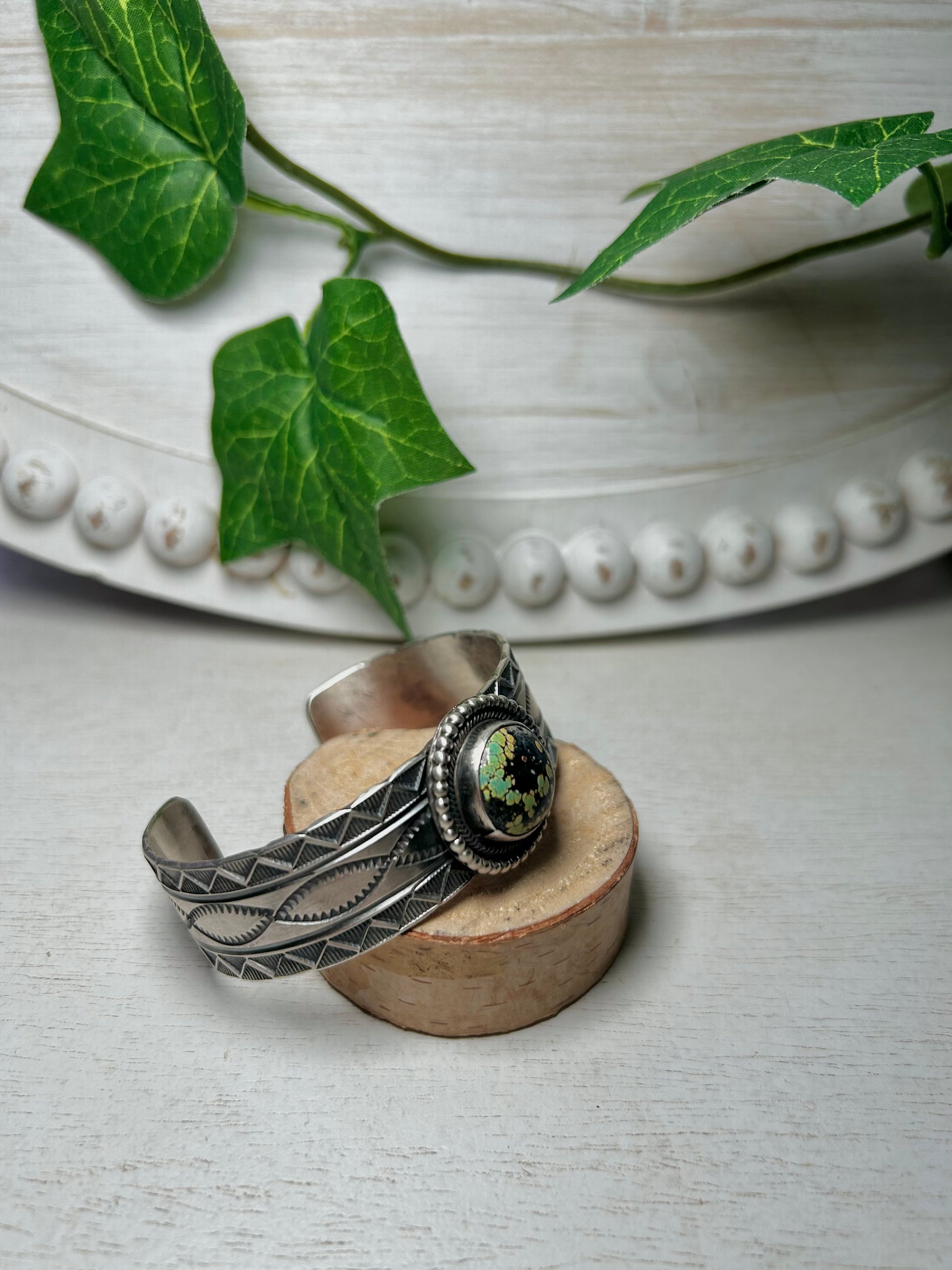 Tillie John Black Jack & Sterling Silver Cuff Bracelet