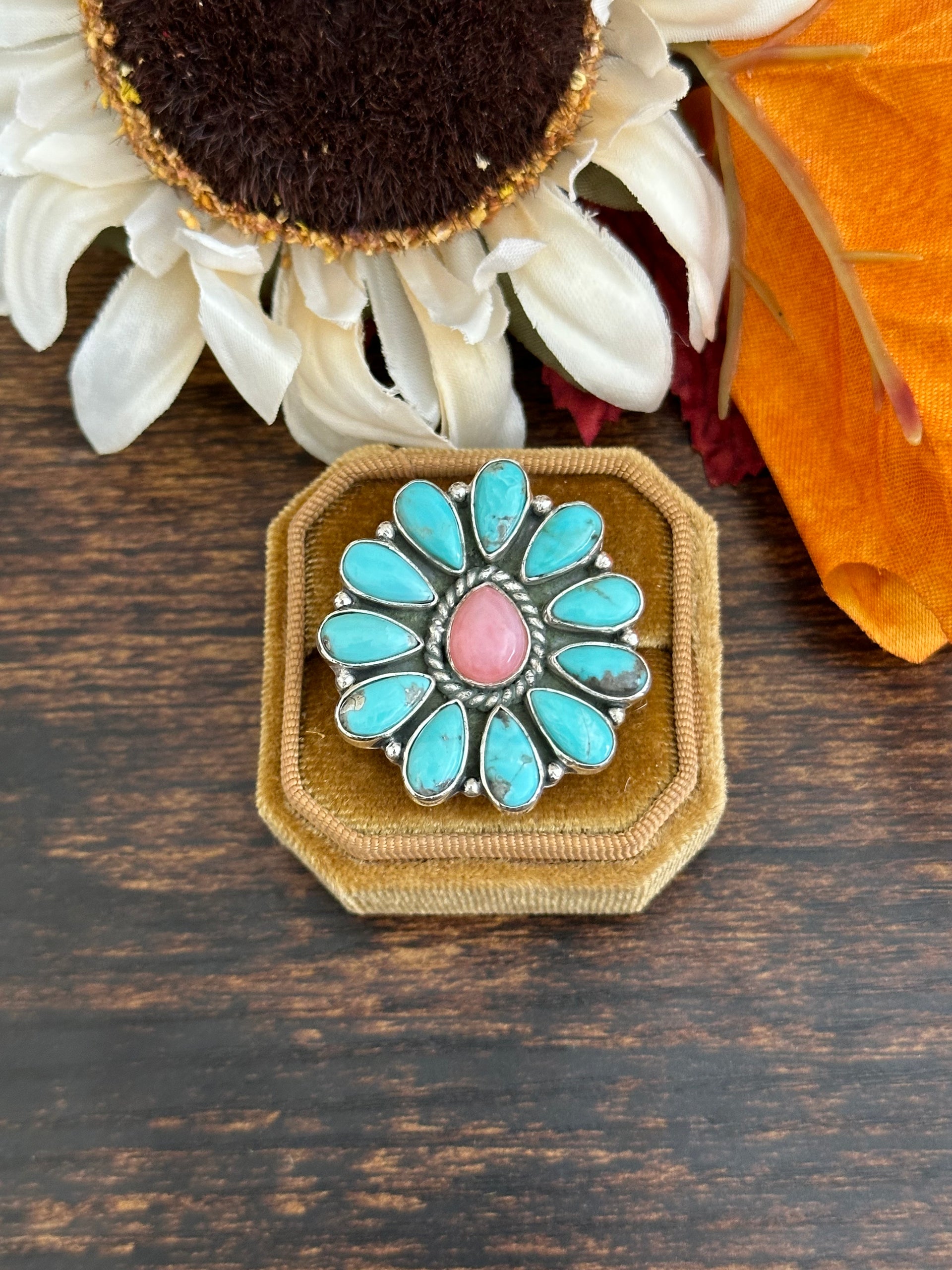 Southwest Handmade Multi Stone & Sterling Silver Adjustable Ring