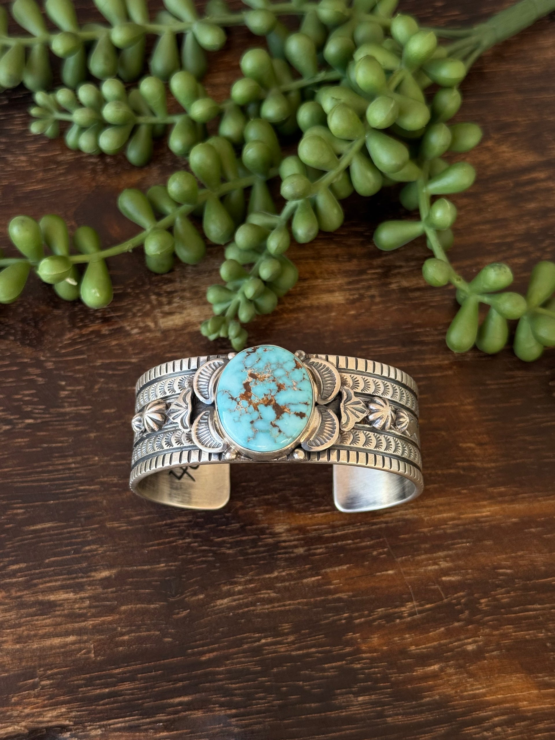 Francis Yazzie Dry Creek Turquoise & Sterling Silver Cuff Bracelet