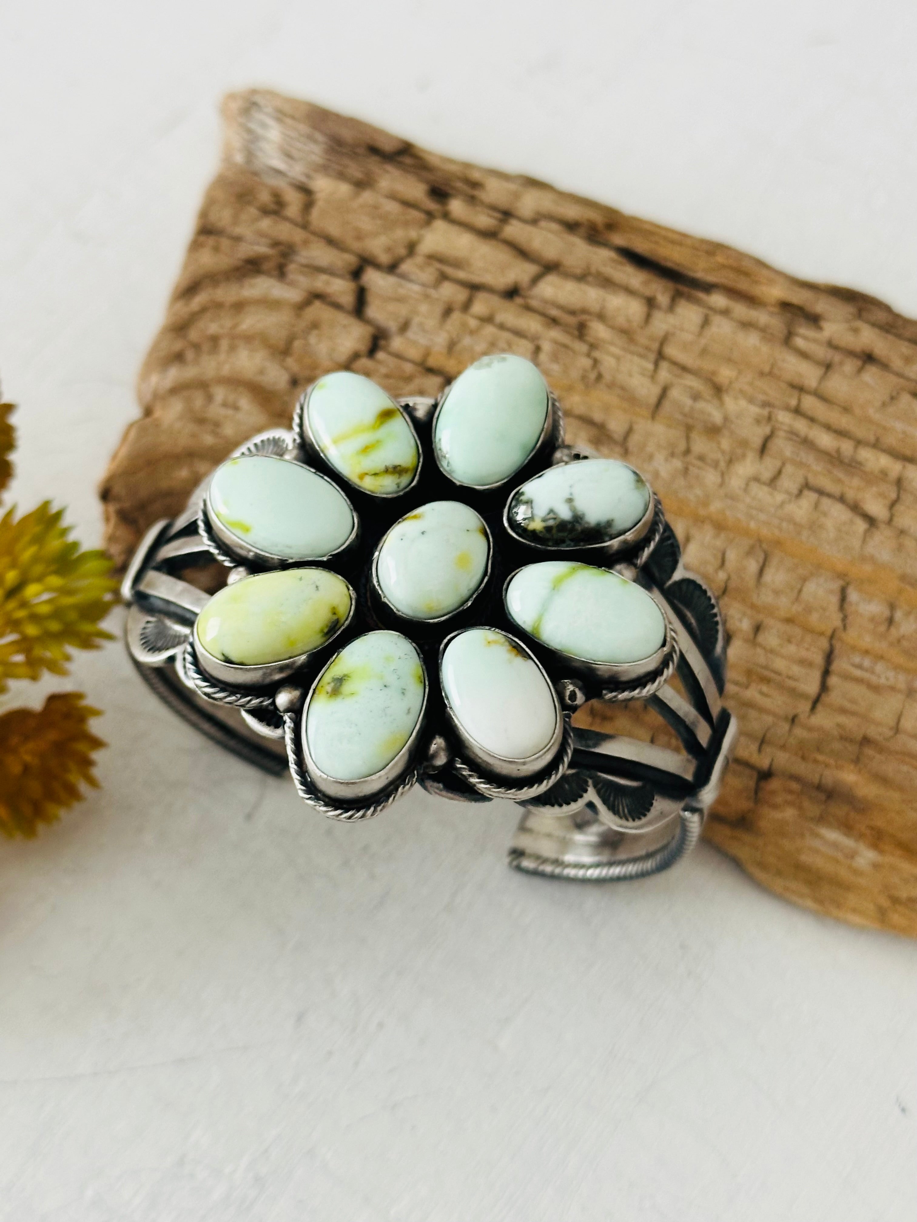 Betty Tom Palomino Variscite & Sterling Silver Cuff Bracelet