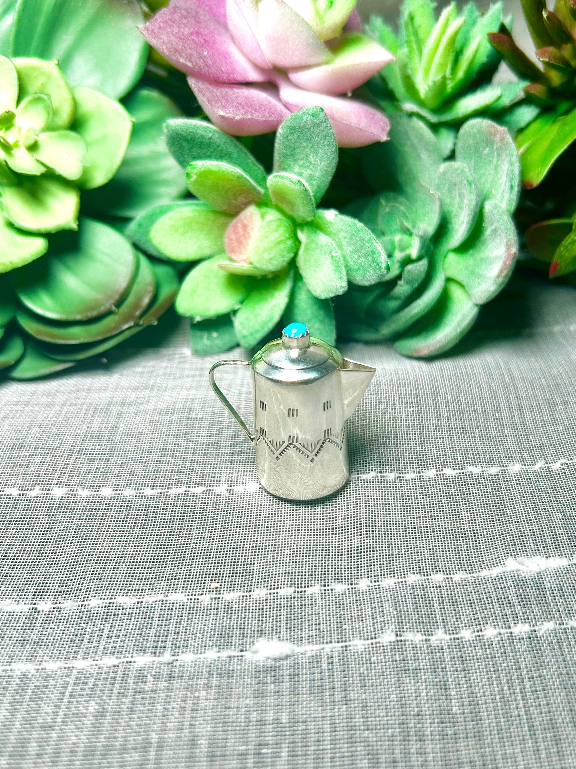 Navajo Made Kingman Turquoise & Sterling Silver Pendant