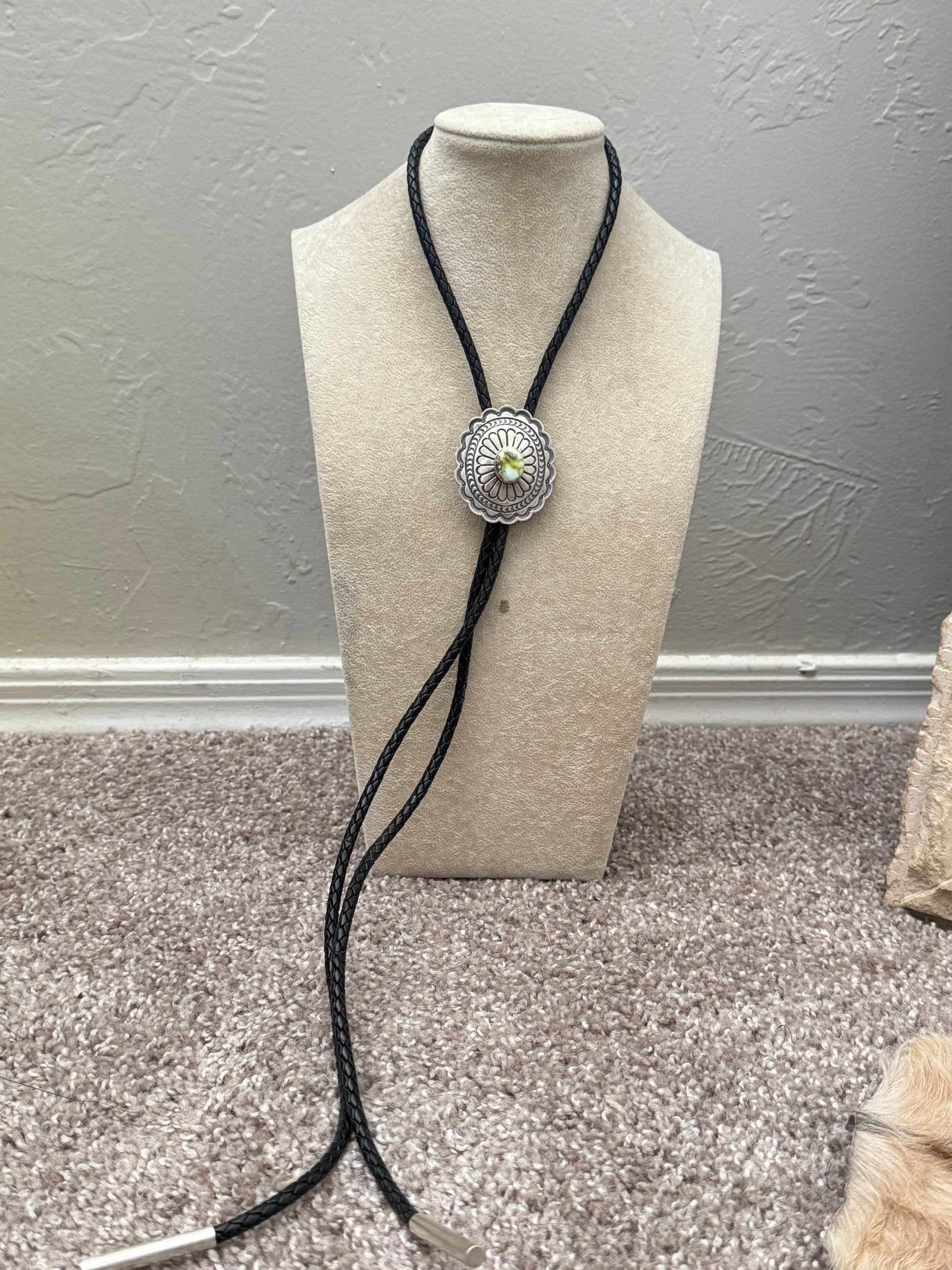 Sharon Francisco Palomino Variscite & Sterling Silver Bolo Tie