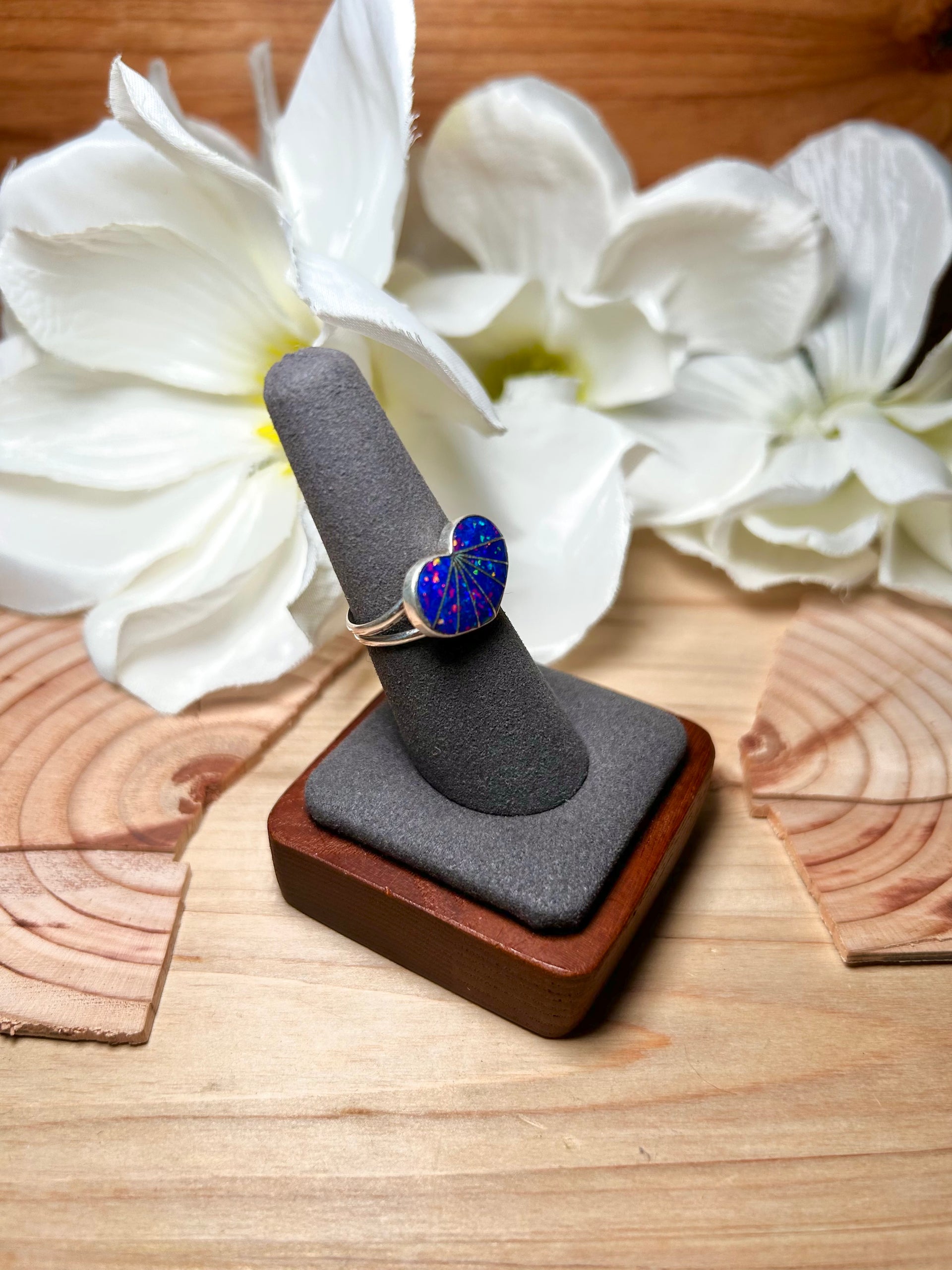 Zuni Made Opal & Sterling Silver Ring Size 7.75