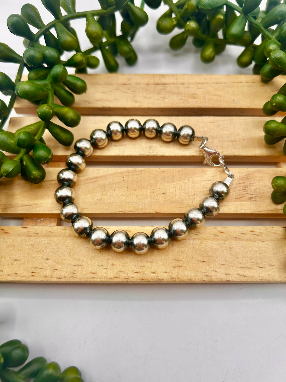 Navajo Strung 8MM Sterling Silver Link  Bracelet