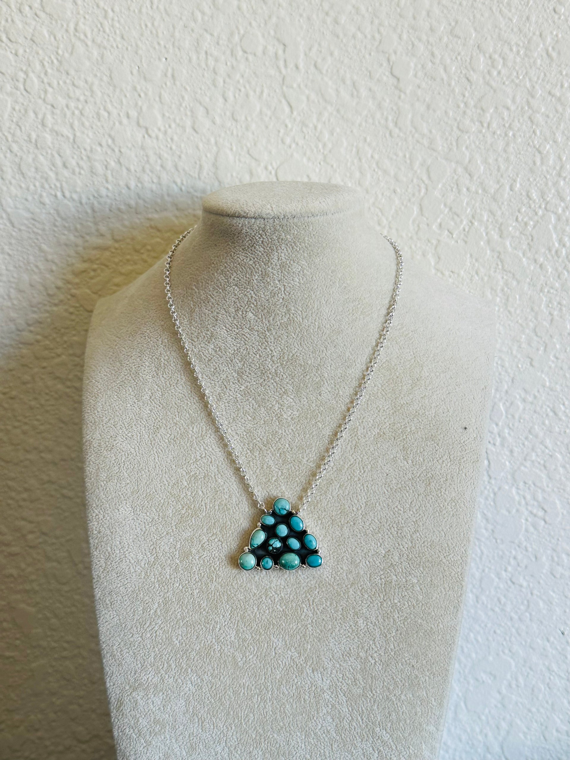 TTD “The Serenity” Kingman Turquoise & Sterling Silver Cluster Necklace