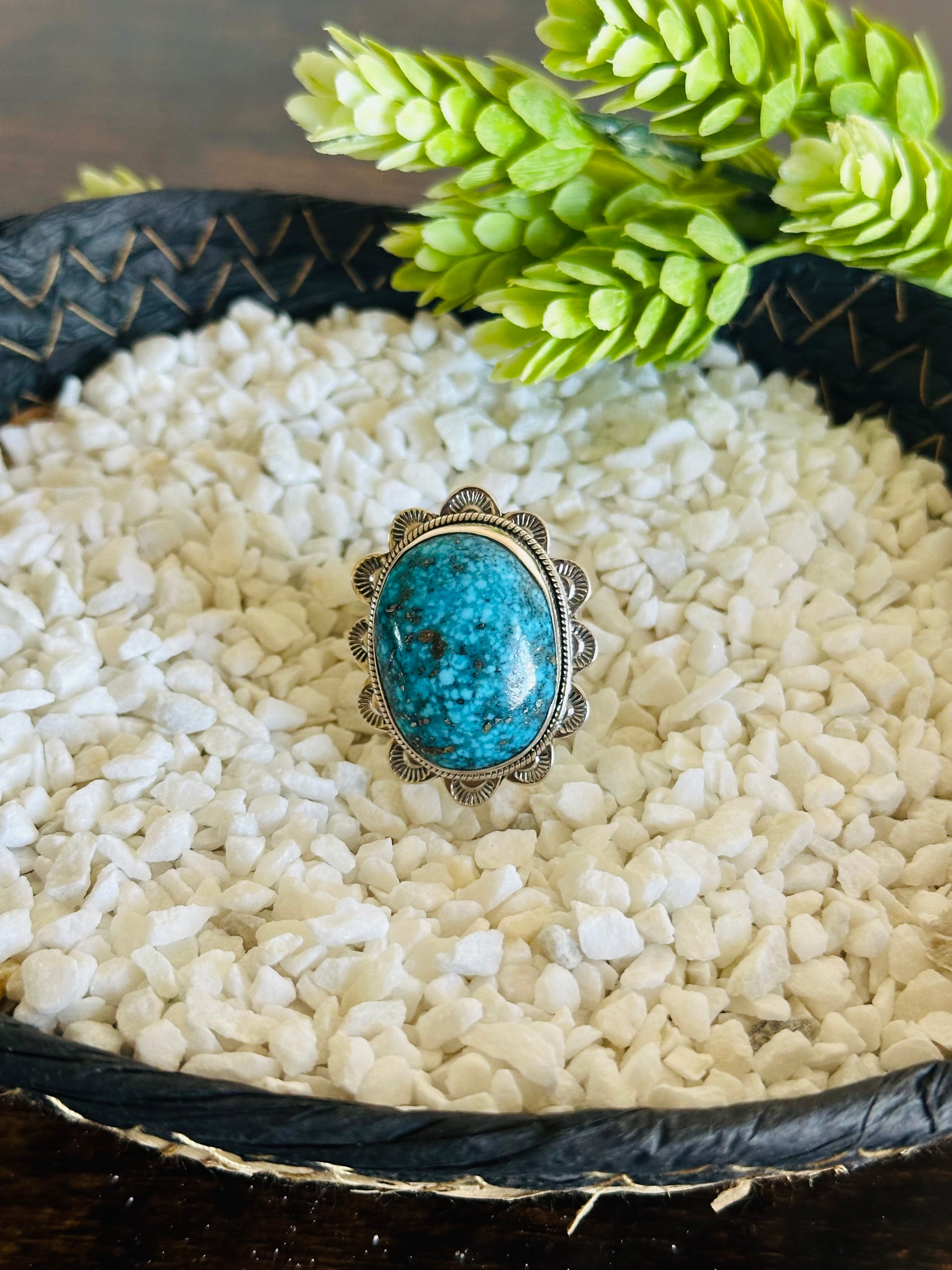 TTD Blue Ridge Turquoise & Sterling Silver Adjustable Ring