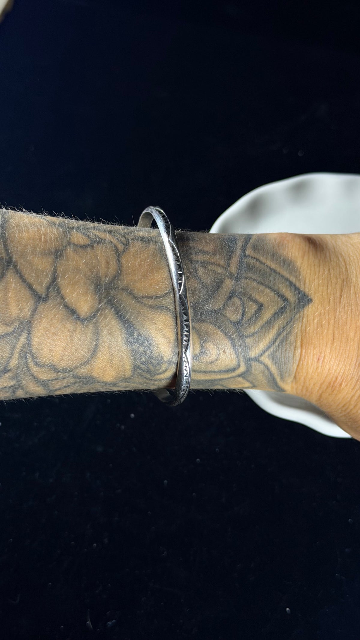 Navajo Made Sterling Silver Cuff Stamped Cuff Bracelet