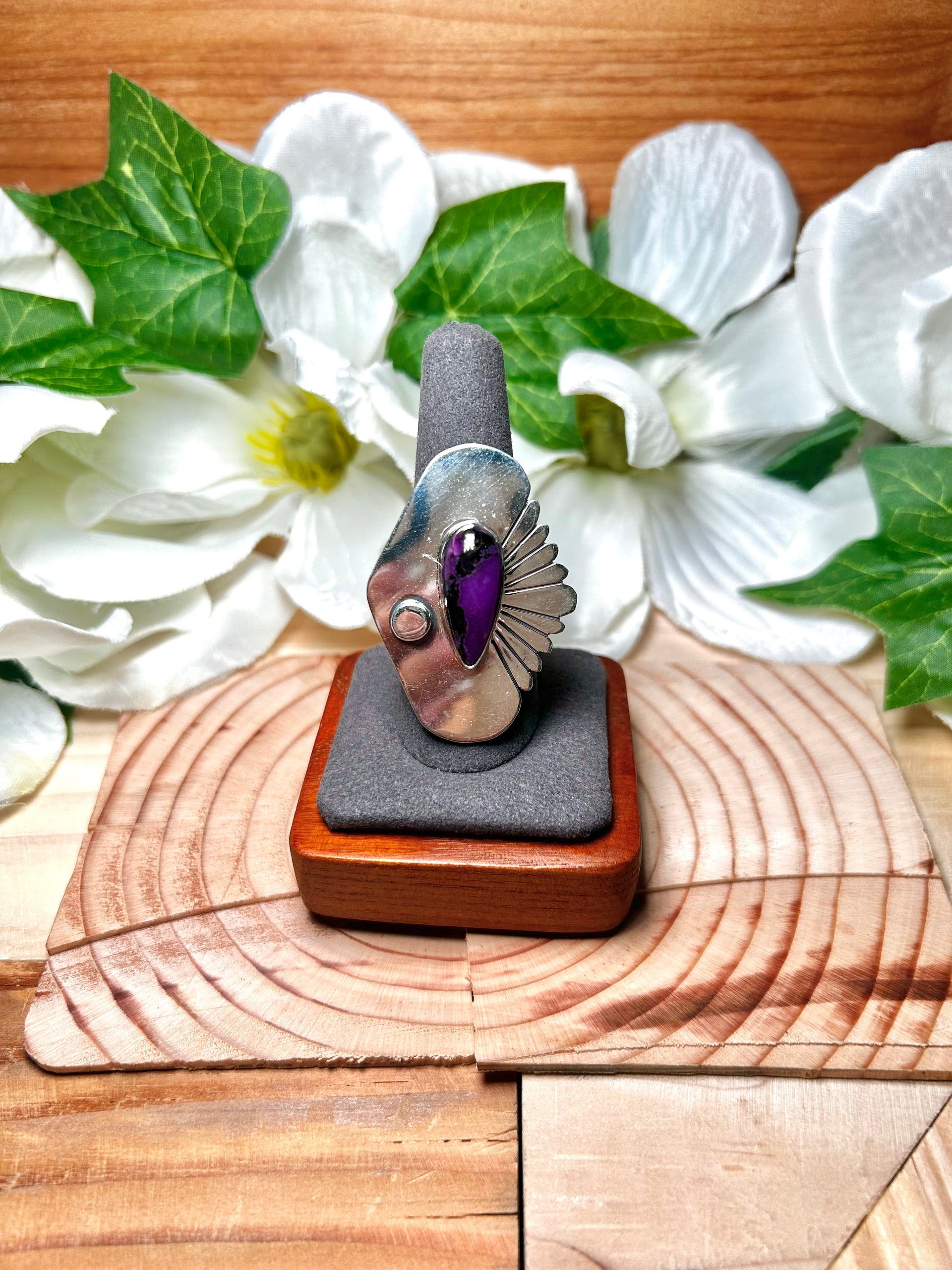 Navajo Made Sugilite & Sterling Silver Adjustable Ring