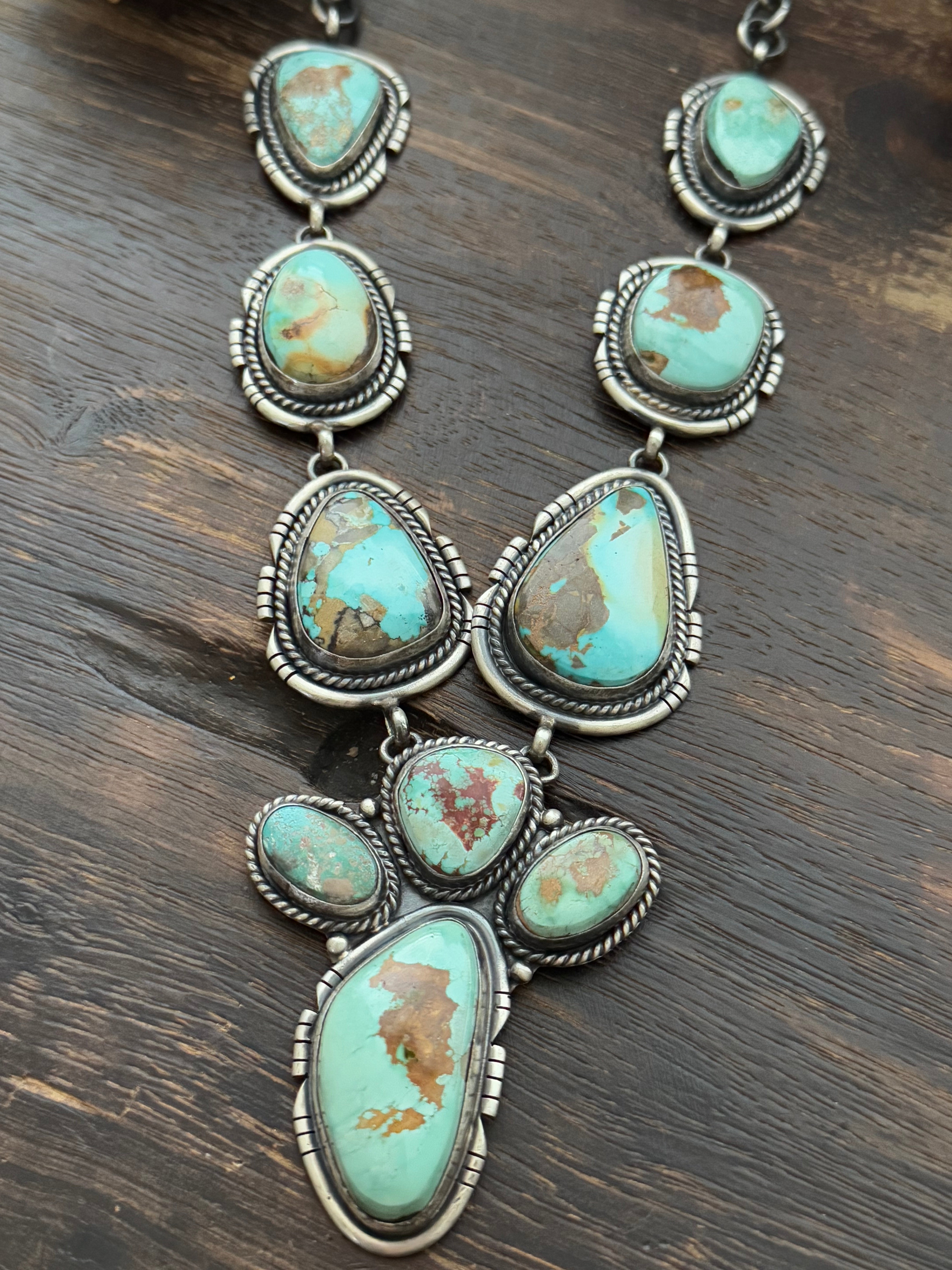 Navajo Made Royston Turquoise & Sterling Silver Necklace Set