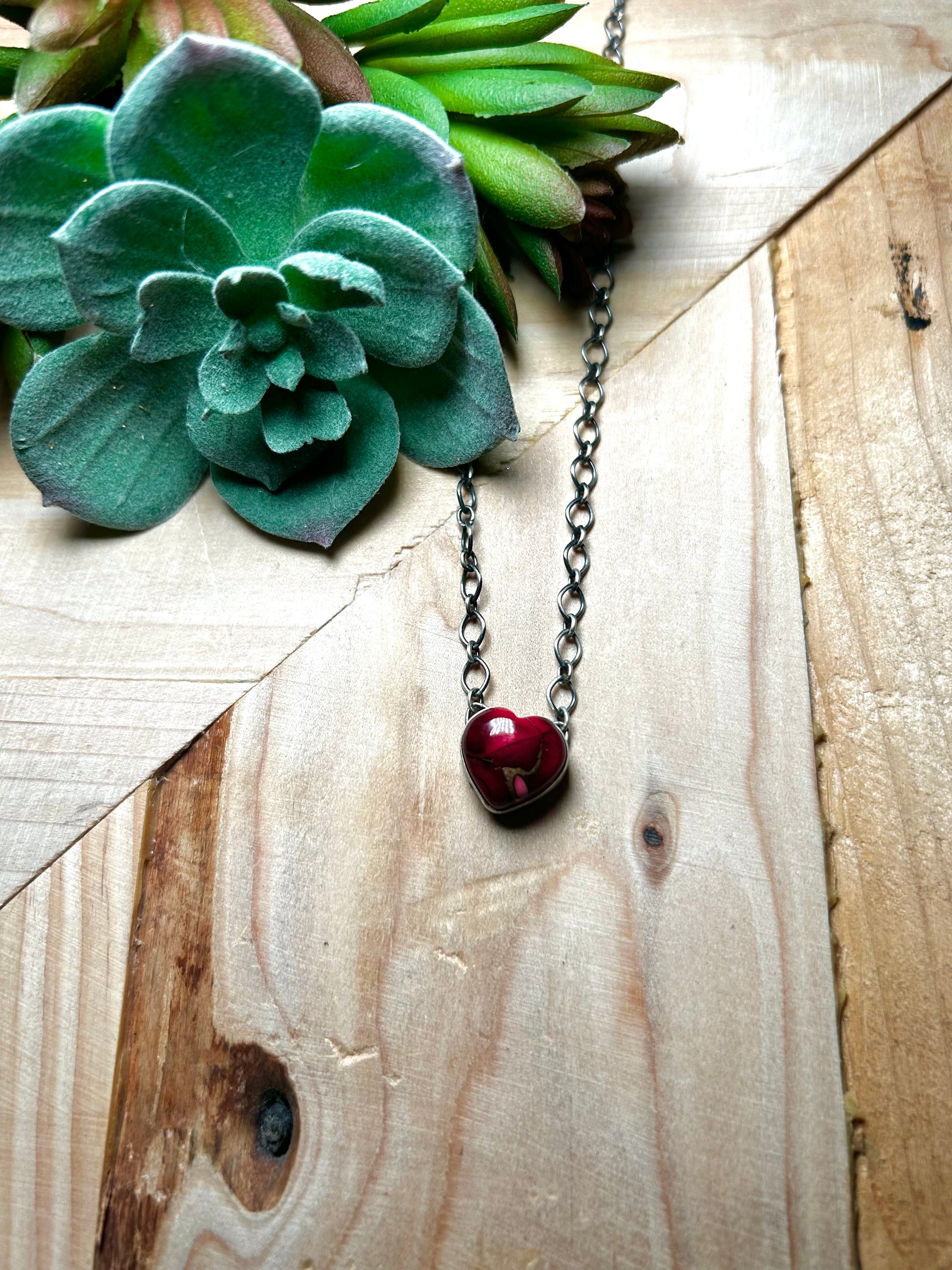 Navajo Made Rose Dahlia & Sterling Silver Necklace