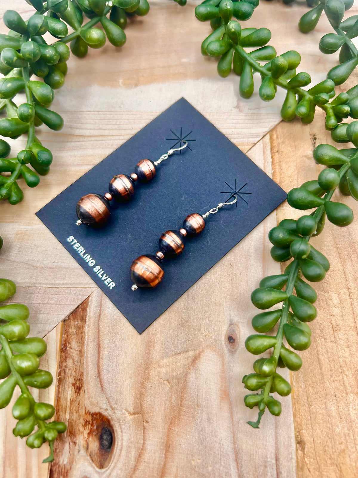Navajo Made Strung Copper Hook Earrings