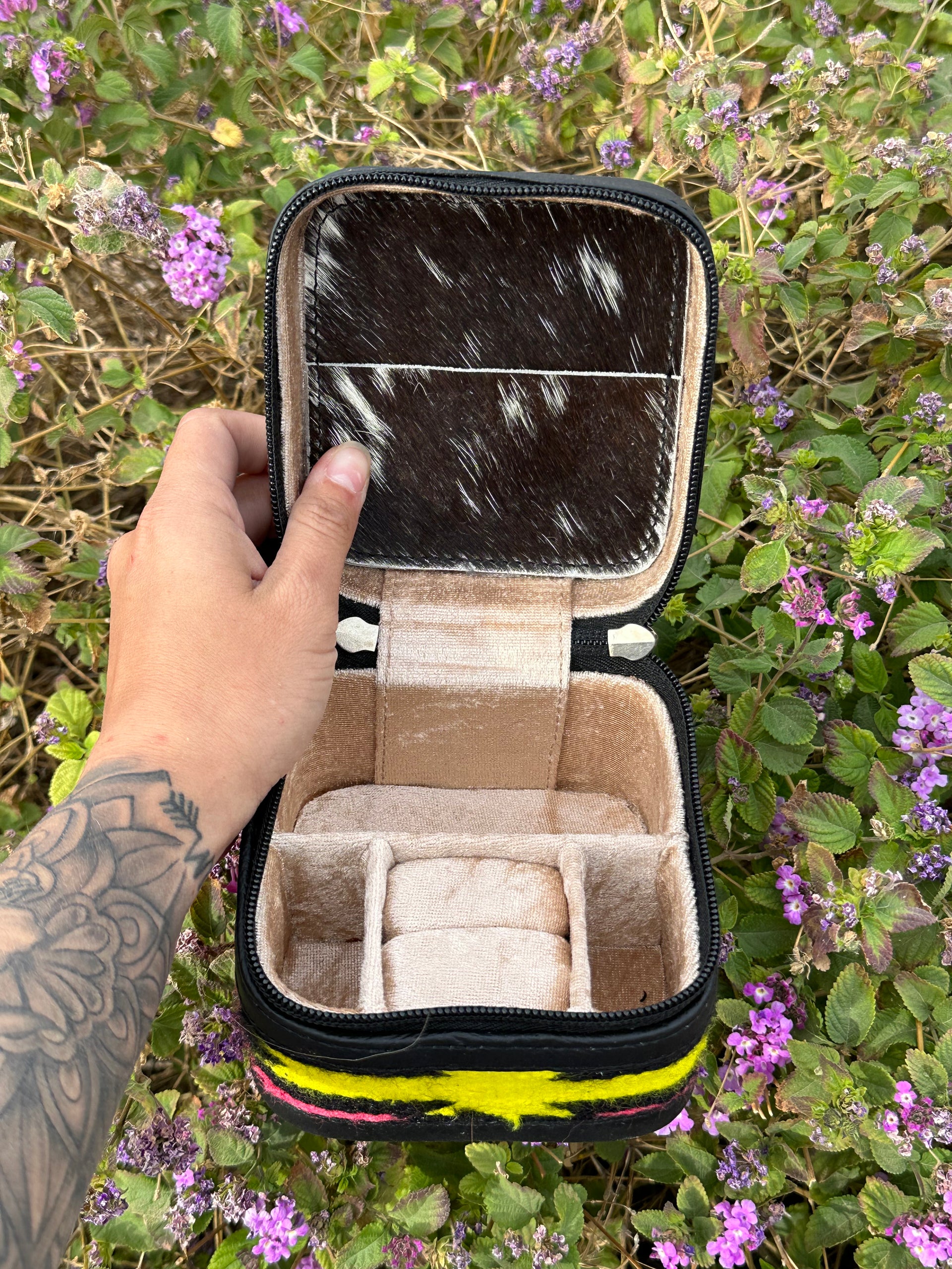 Genuine Leather Cowhide & Saddle Bag Jewelry Box