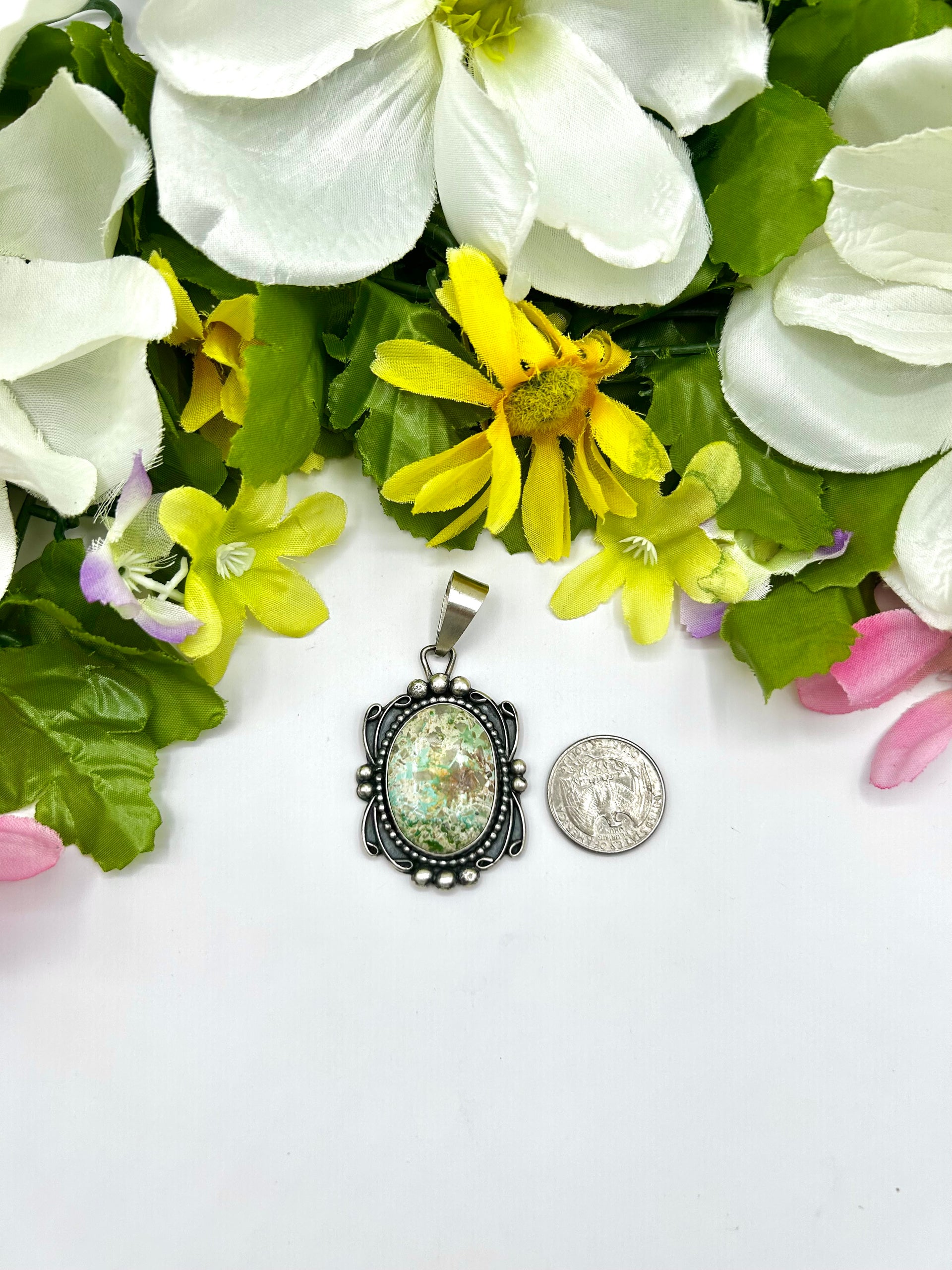 Navajo Made Royston Turquoise & Sterling Silver Pendant