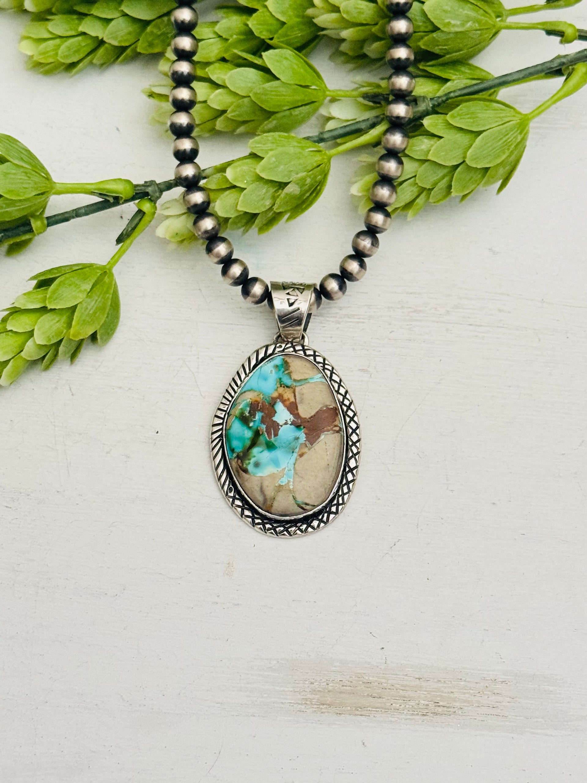 Navajo Made Royston Turquoise & Sterling Silver Pendant