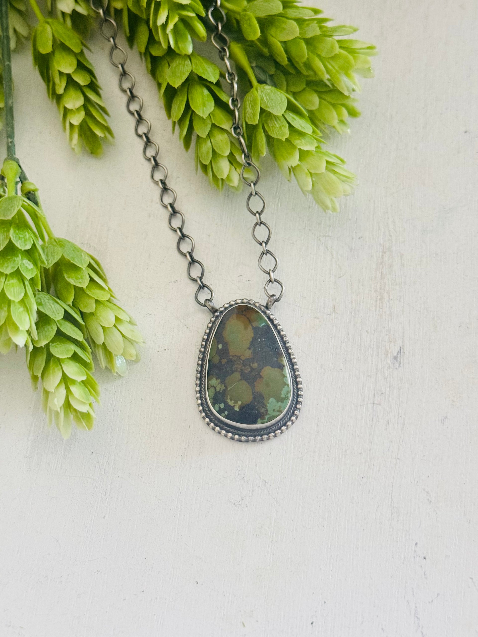 Mathilda Bennally Black Jack Turquoise & Sterling Silver Necklace