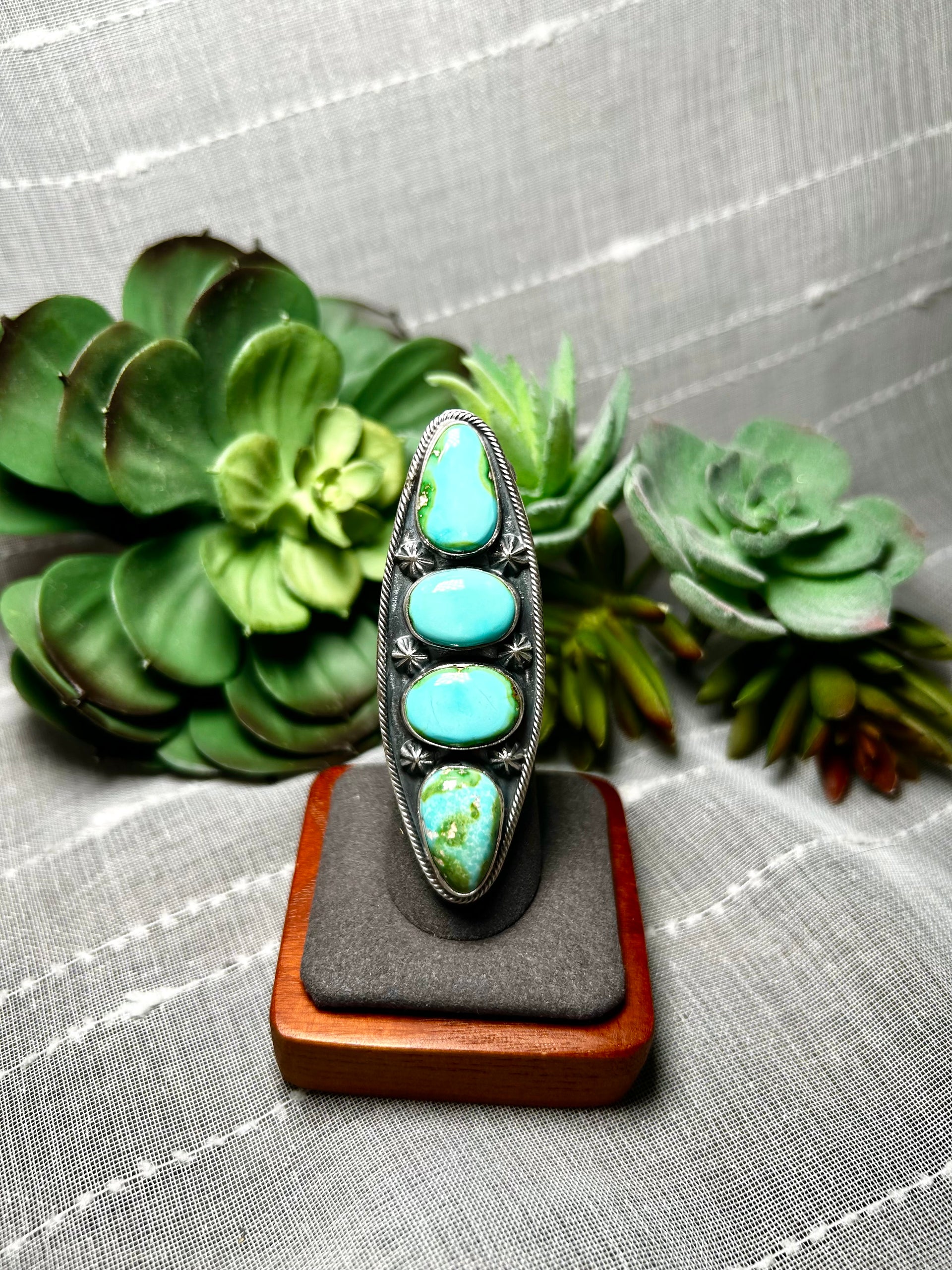 Carlos Francisco Sonoran Mountain Turquoise & Sterling Silver Adjustable Ring